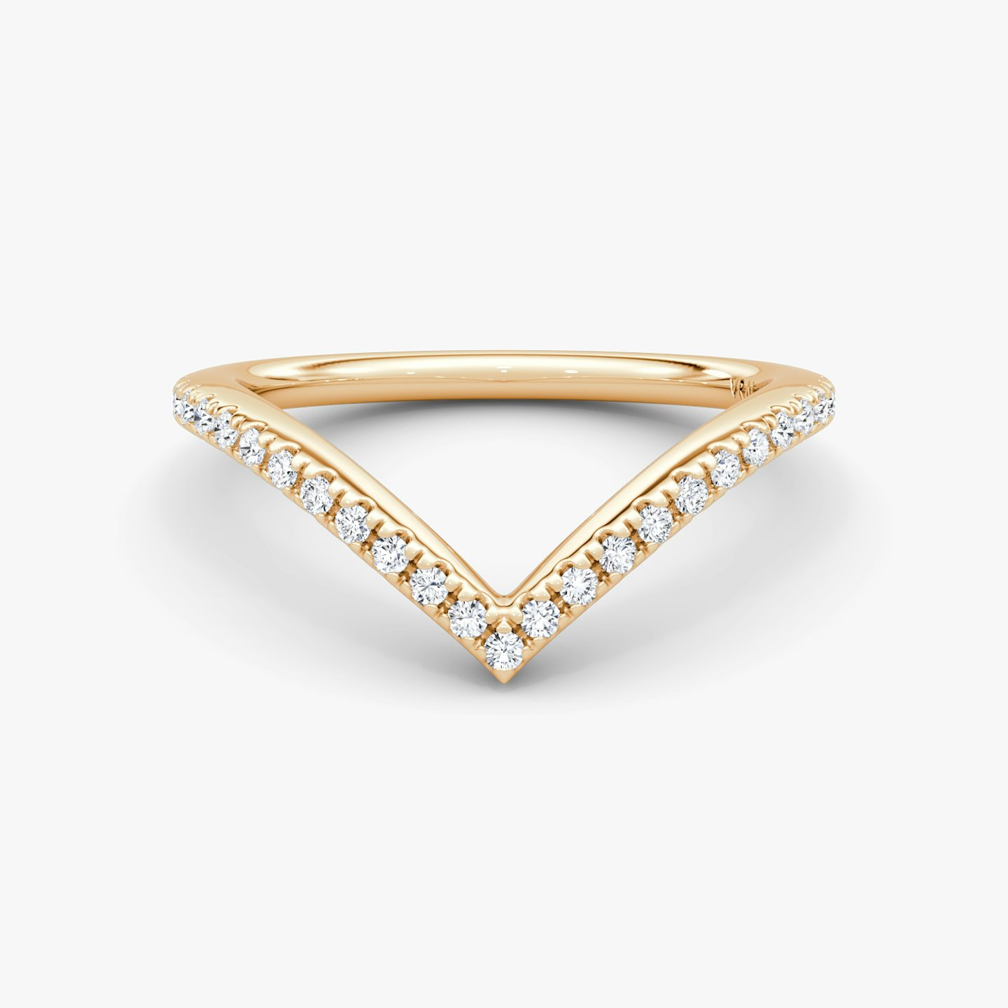 The Signature V Band | 14k | Rose Gold | bandAccent: Pavé | bandVersion: petite