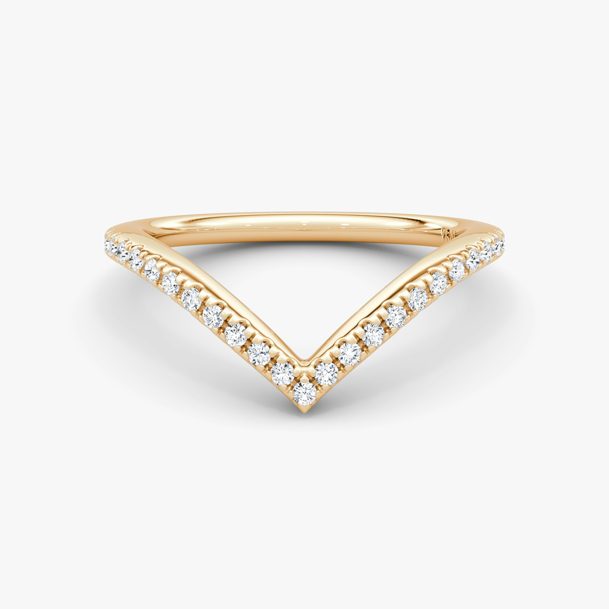 The Signature V Band | 14k | Rose Gold | bandAccent: Pavé | bandVersion: petite