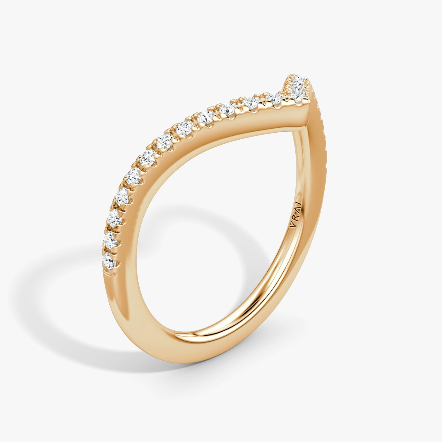 The Signature V Band | 14k | Rose Gold | bandAccent: Pavé | bandVersion: petite