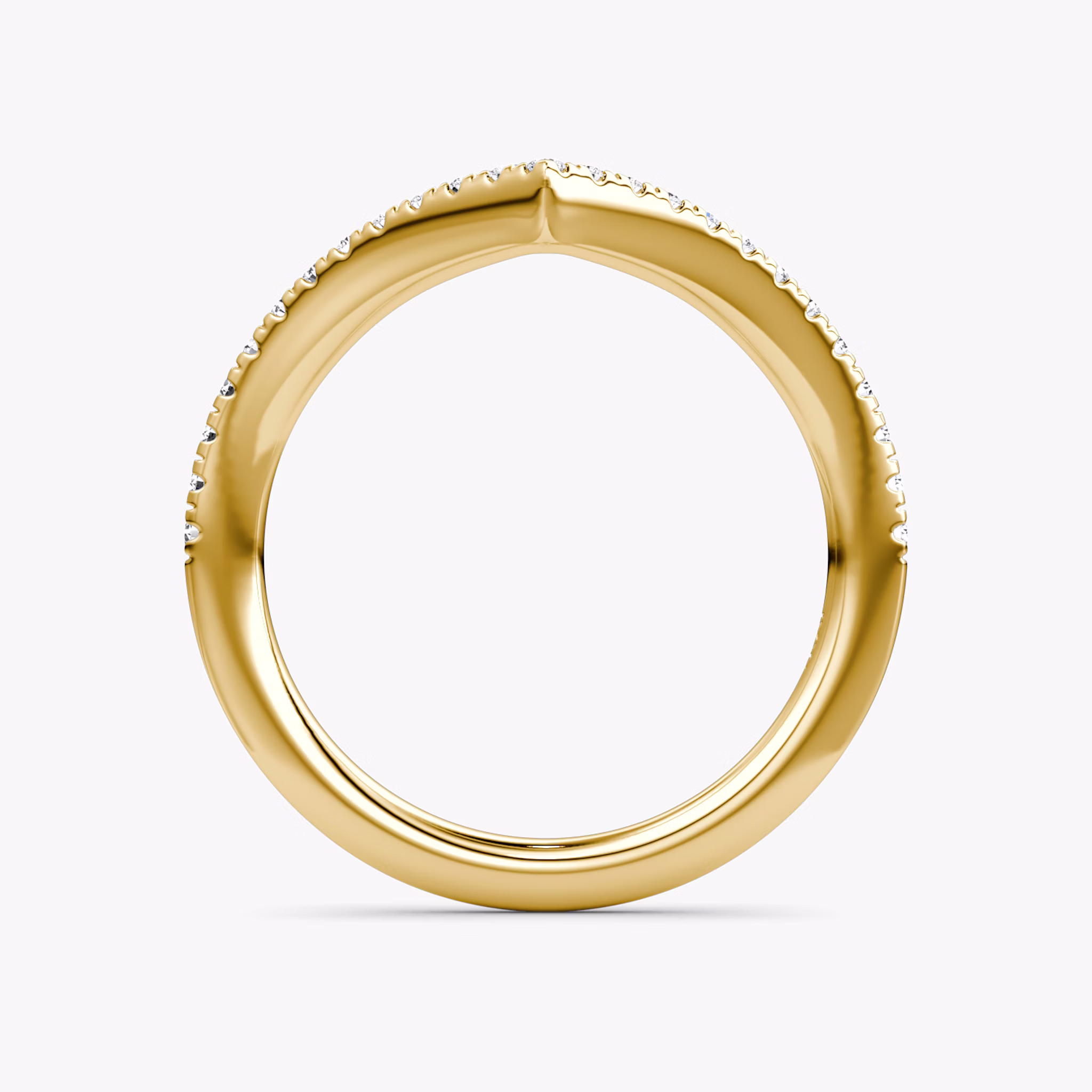 The Signature V Band | 18k | Yellow Gold | bandAccent: Pavé | bandVersion: petite