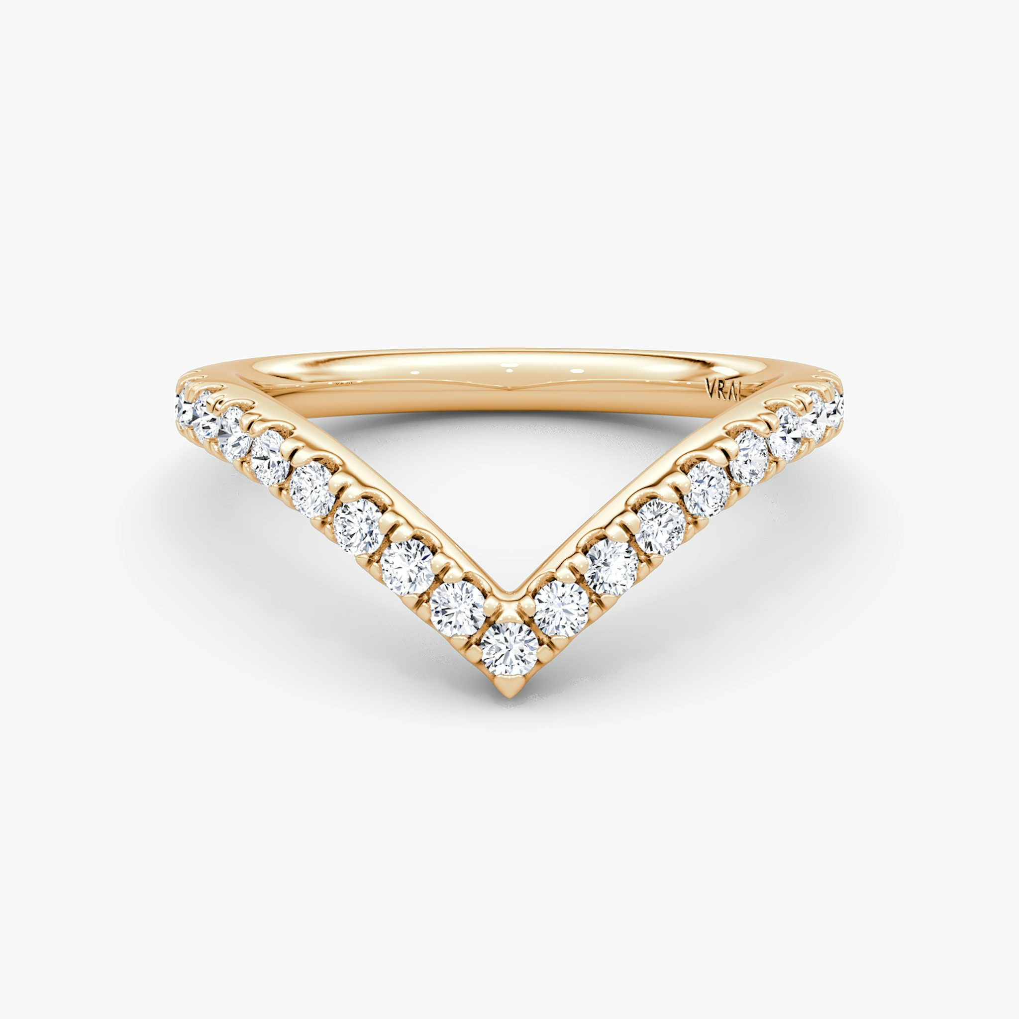 The Signature V Band | Round Brilliant | 14k | Rose Gold | bandAccent: Pavé | bandVersion: original