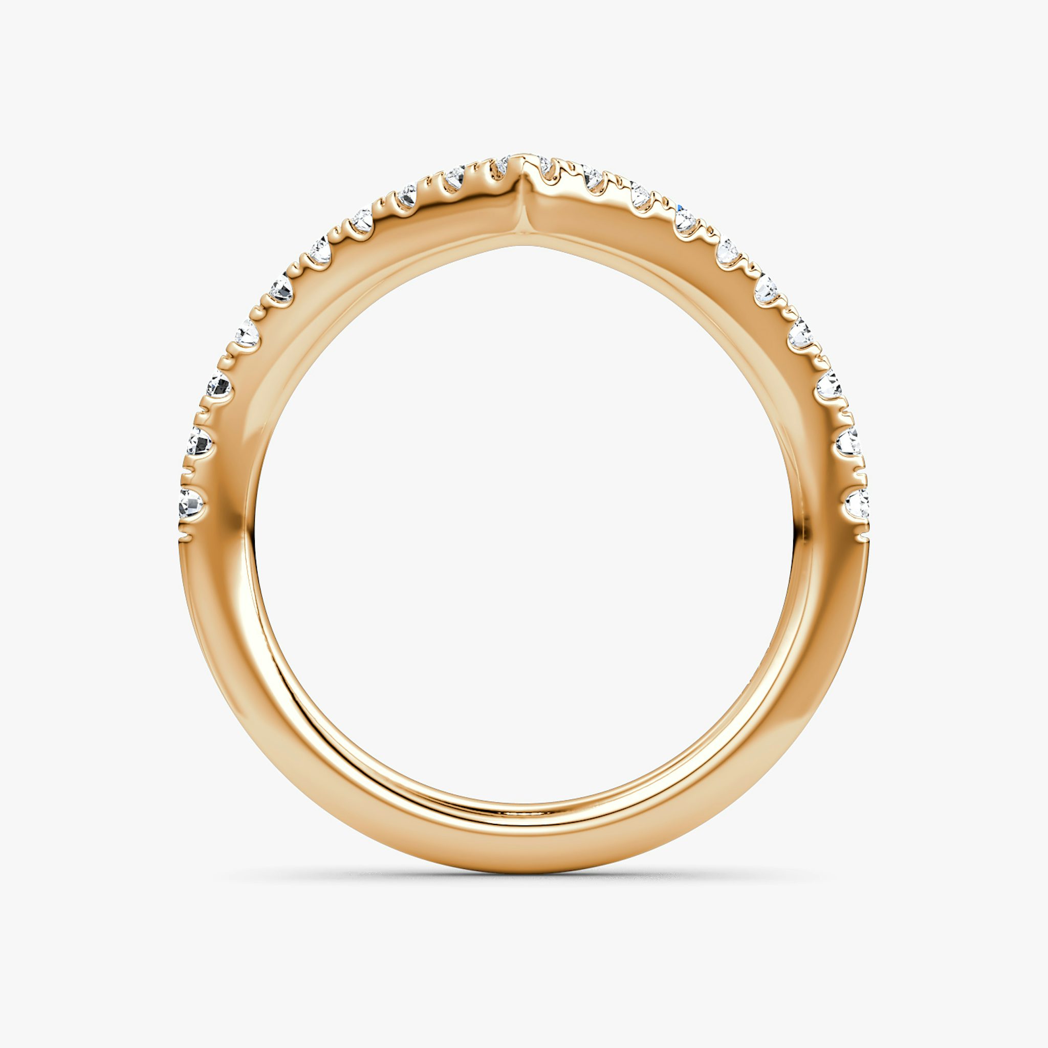 The Signature V Band | Round Brilliant | 14k | Rose Gold | bandAccent: Pavé | bandVersion: original