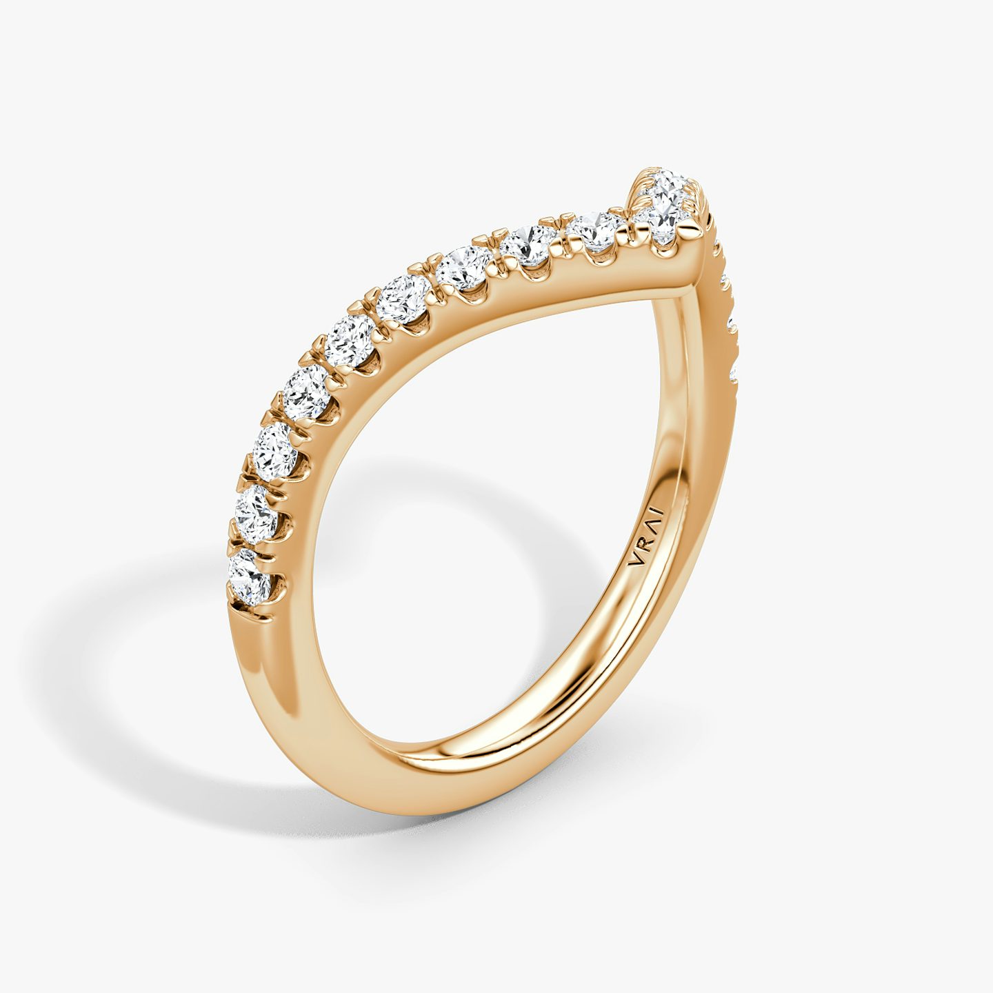 The Signature V Band | Round Brilliant | 14k | Rose Gold | bandAccent: Pavé | bandVersion: original