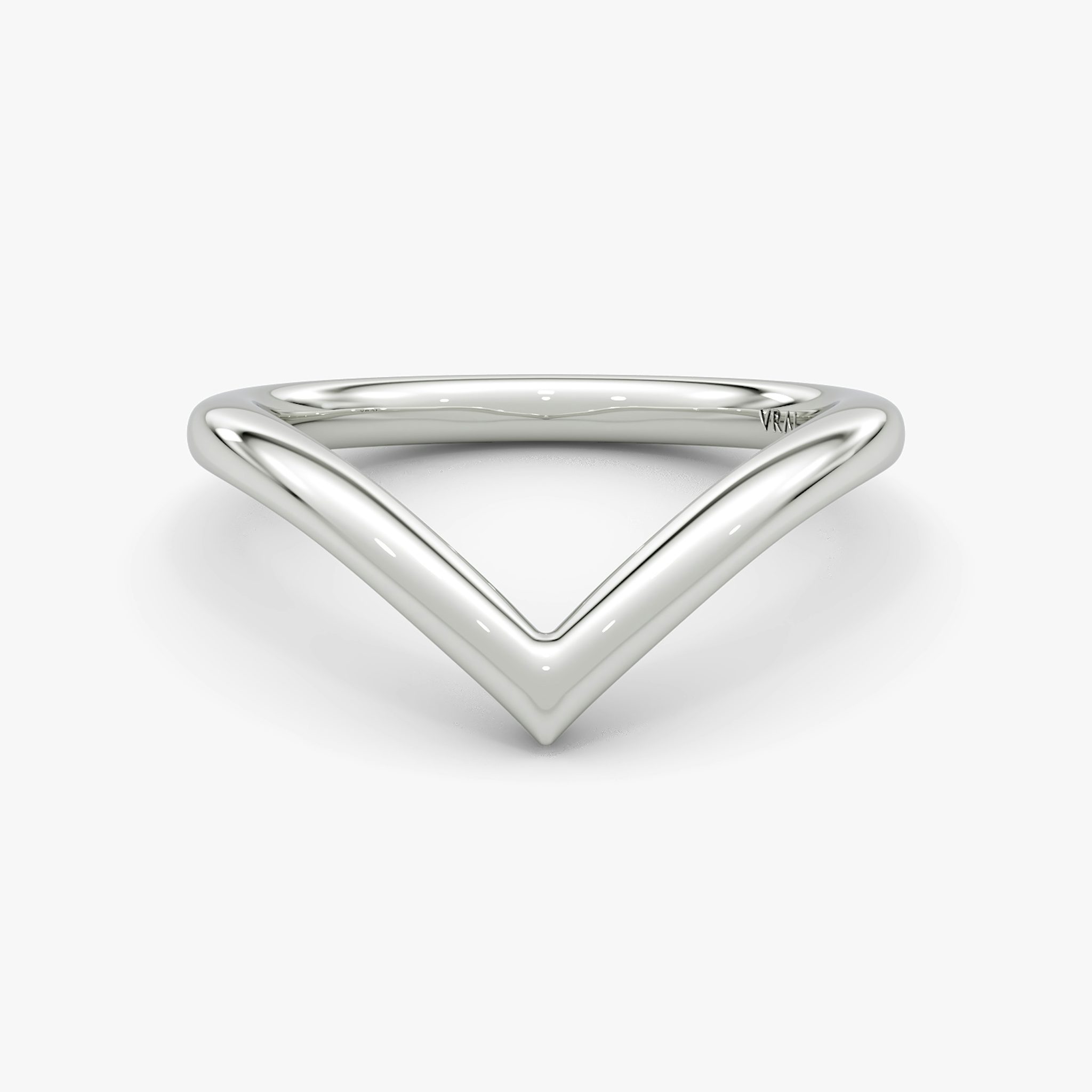 Signature V-band ring with a plain design, crafted in platinum, shown on white background.