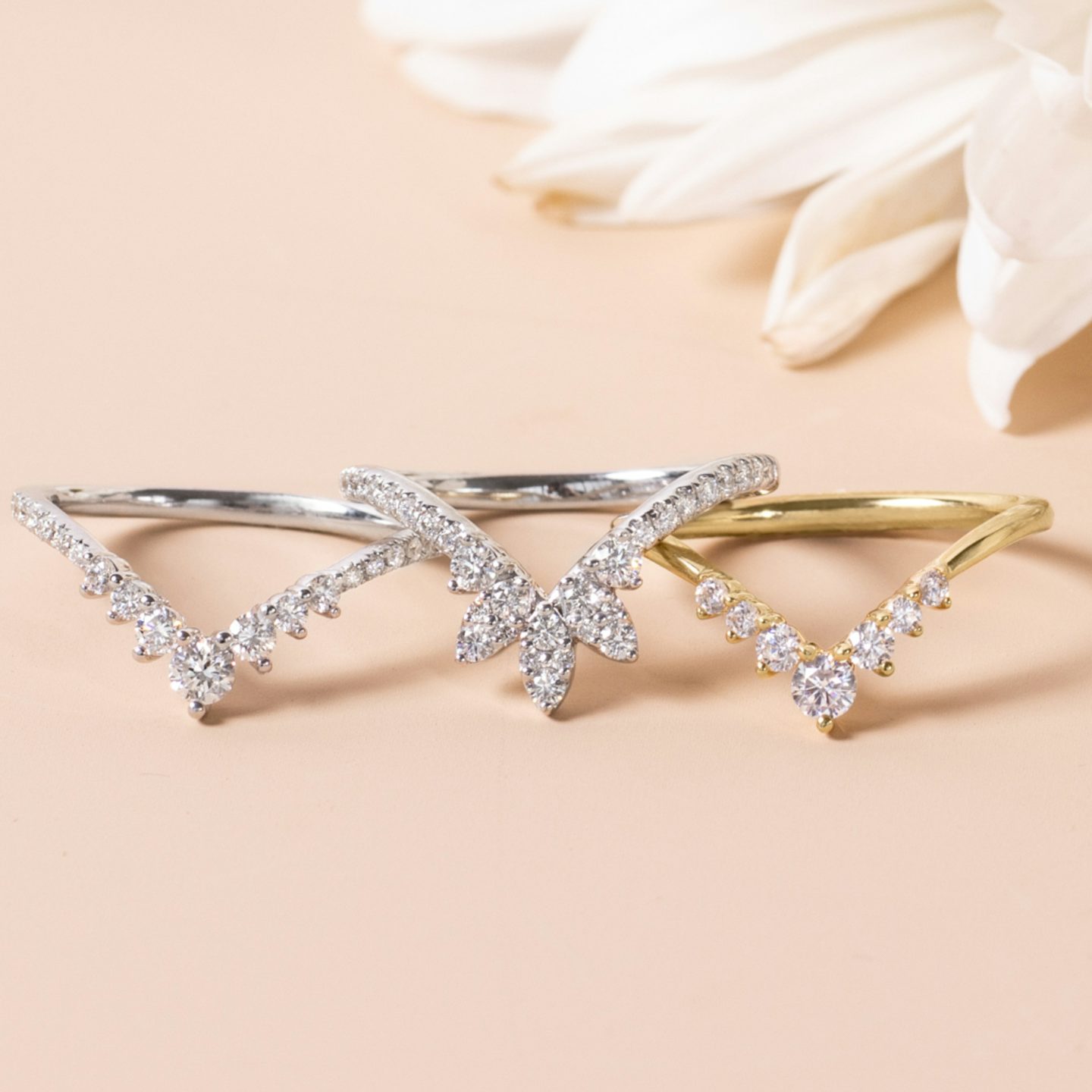The Petal Crown Band | Round Brilliant | Platinum | bandAccent: Pavé