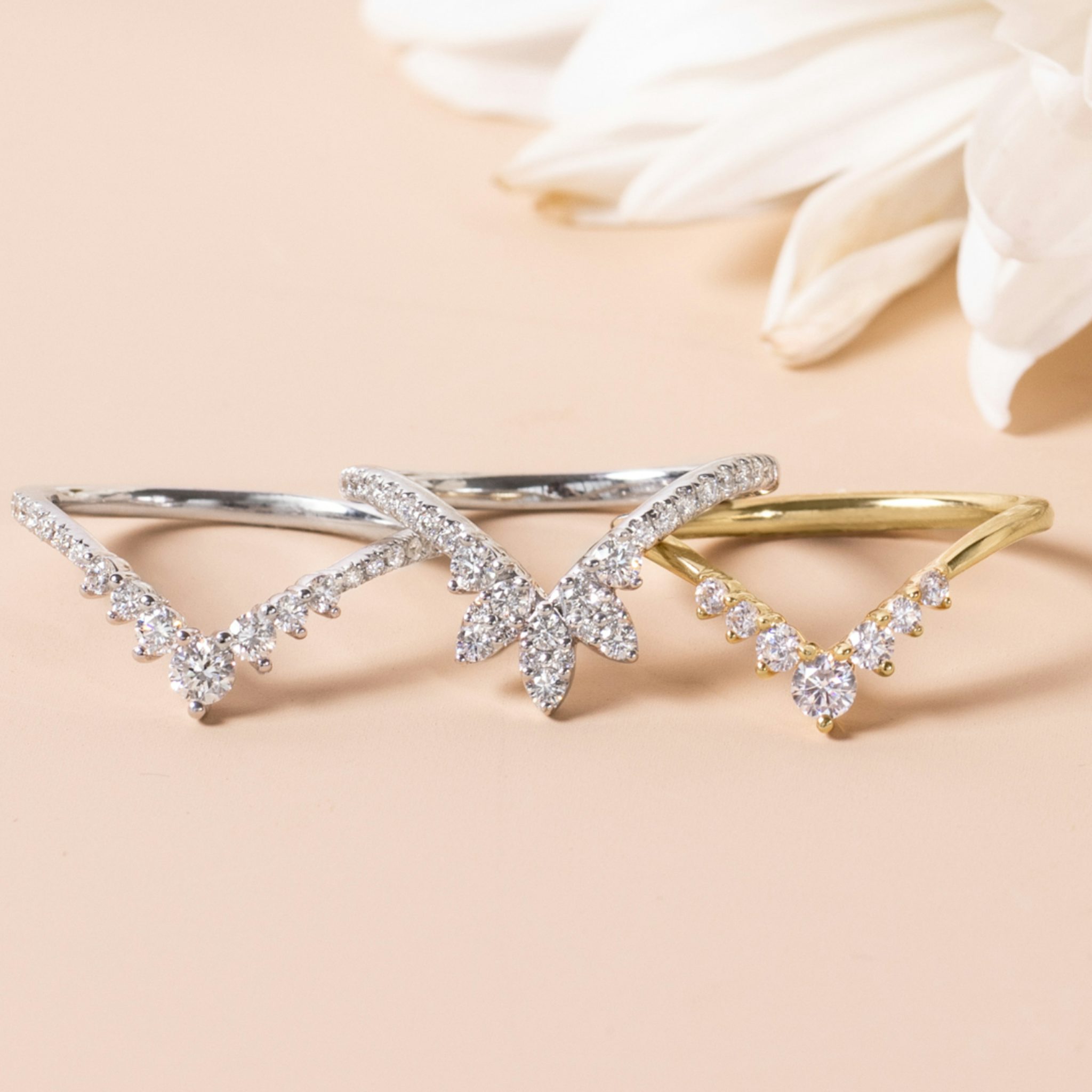 The Petal Crown Band | Brillante | 14k | Oro rosa | bandAccent: Pavé
