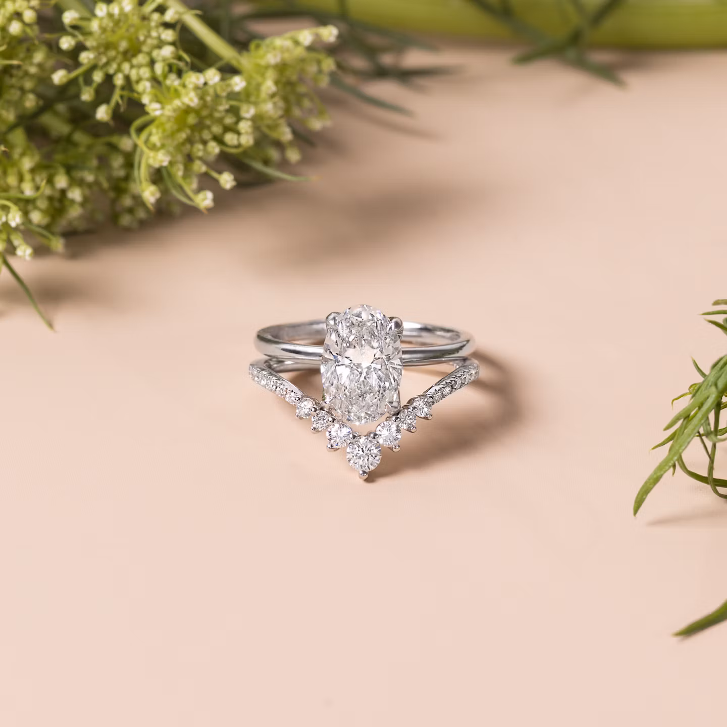 Dew Drop Crown Ehering | Rund | 14k | Roségold | bandAccent: Mit Pavé-Besatz