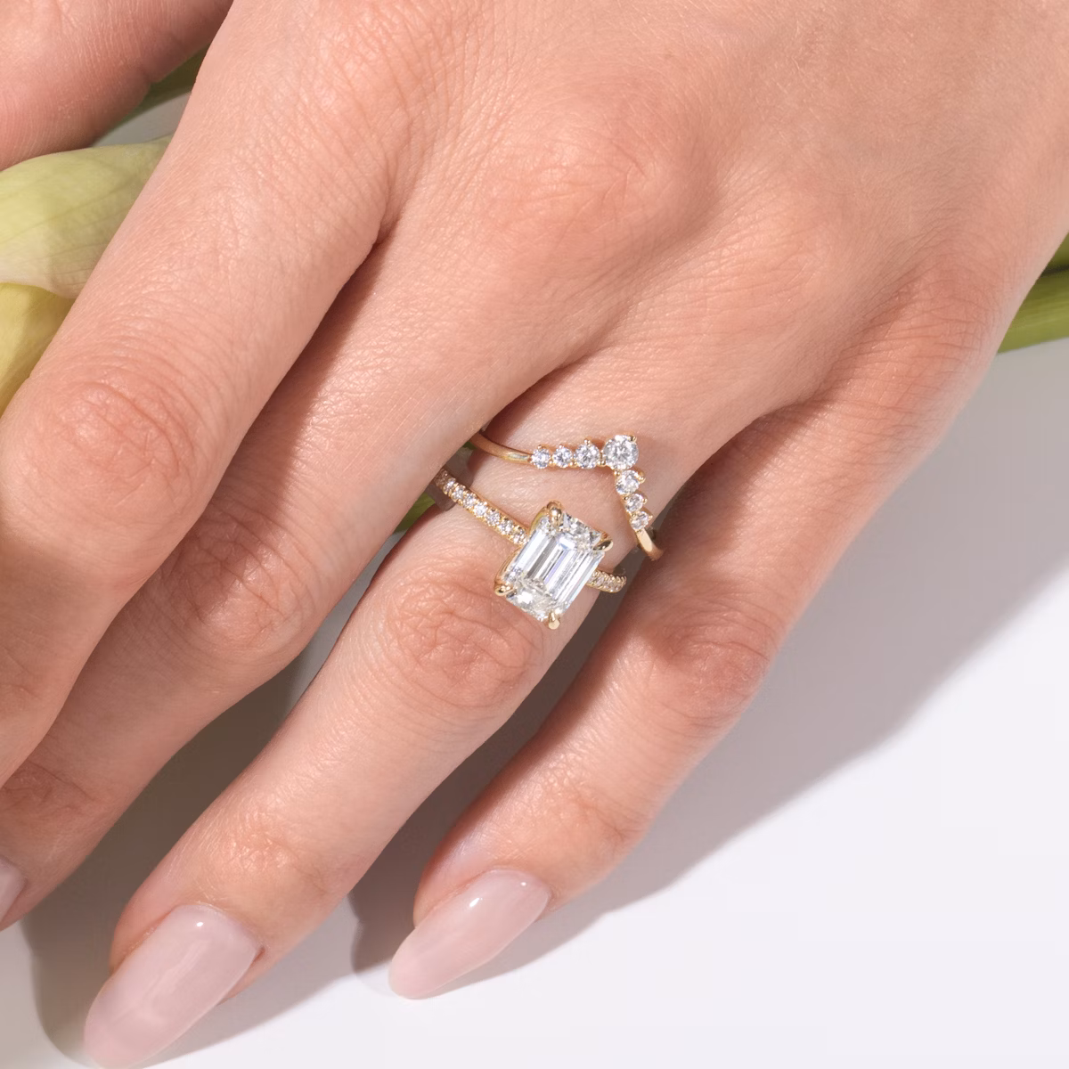 Dew Drop Crown Ehering | Rund | 14k | Roségold | bandAccent: Ohne Pavé-Besatz