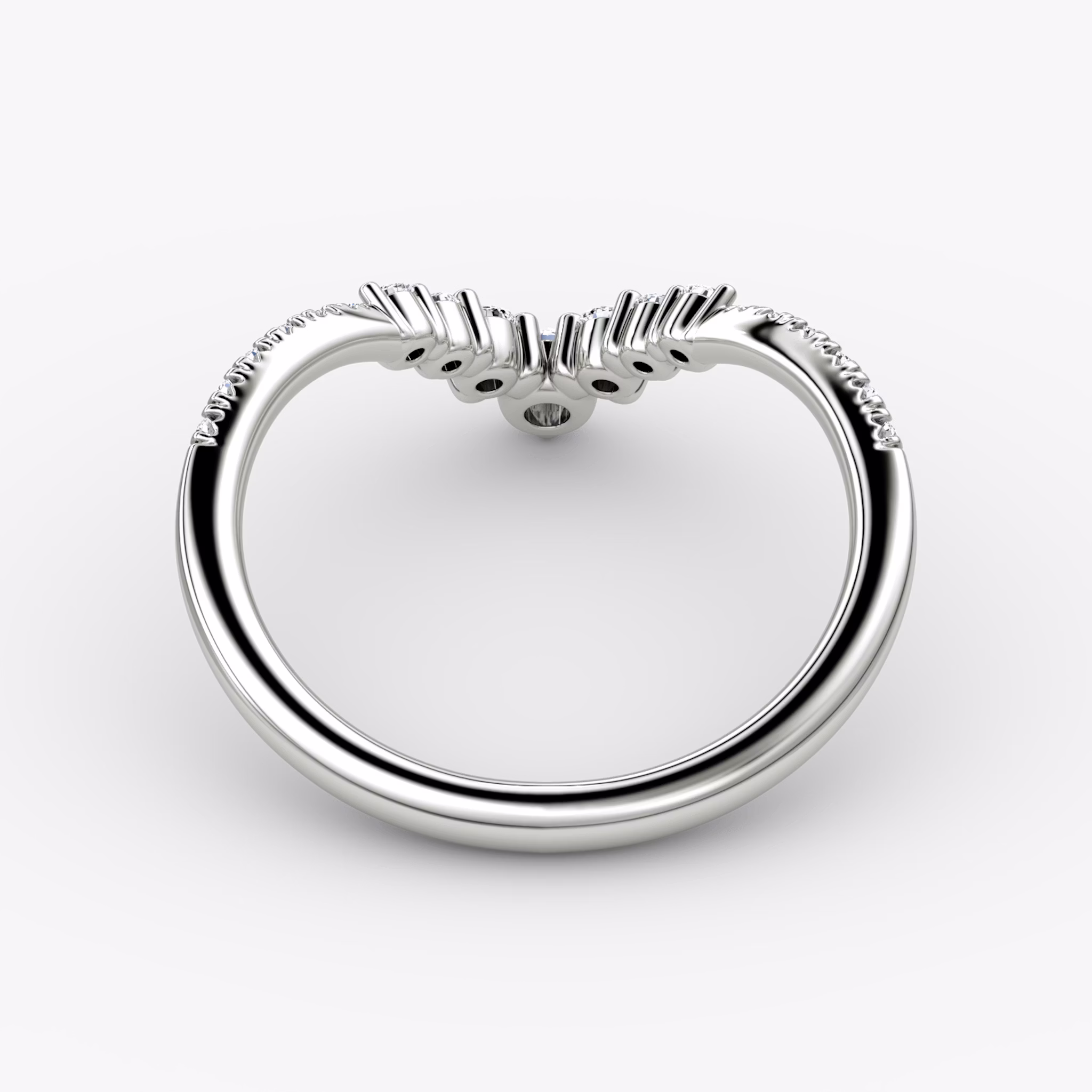 The Dew Drop Crown Band | Round Brilliant | 18k | White Gold | bandAccent: Pavé
