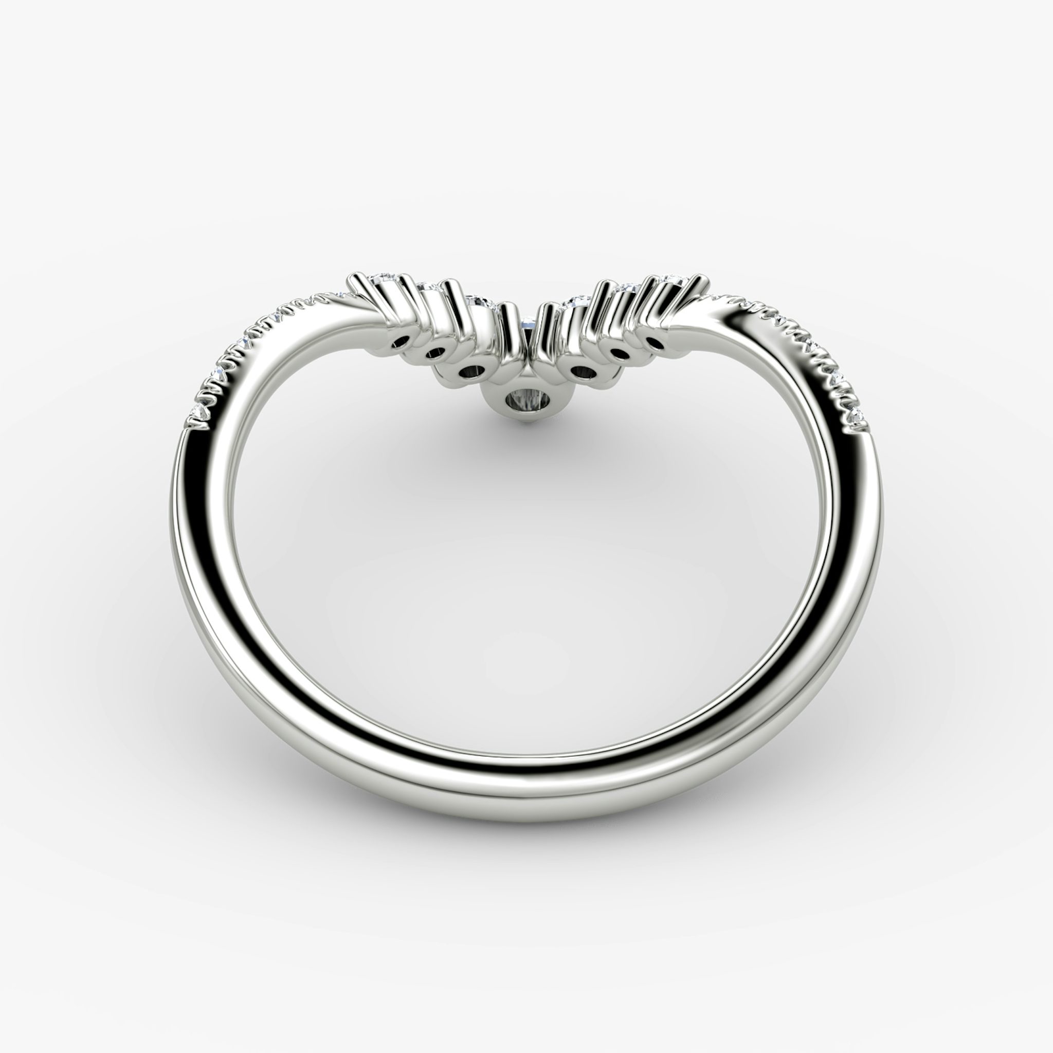 The Dew Drop Crown Band | Round Brilliant | 18k | White Gold | bandAccent: Pavé