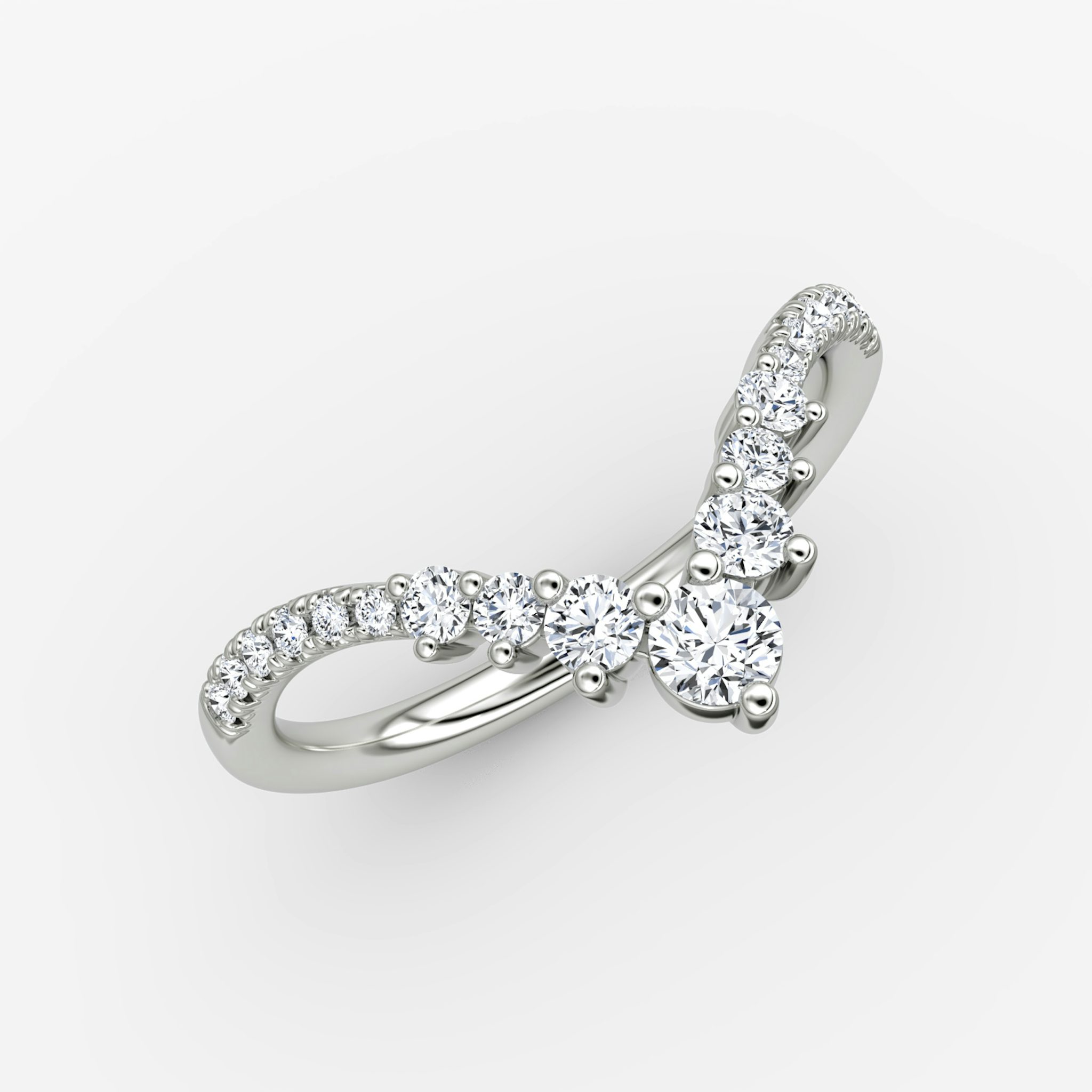 The Dew Drop Crown Band | Round Brilliant | 18k | White Gold | bandAccent: Pavé