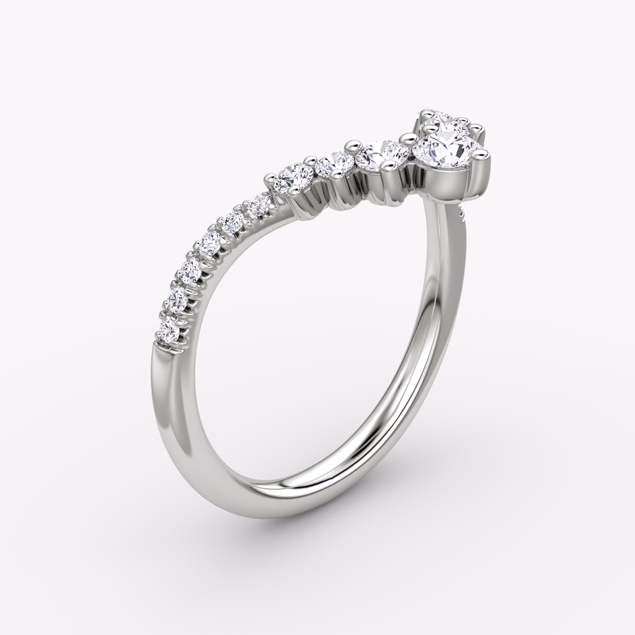 The Dew Drop Crown Band | Round Brilliant | 18k | White Gold | bandAccent: Pavé