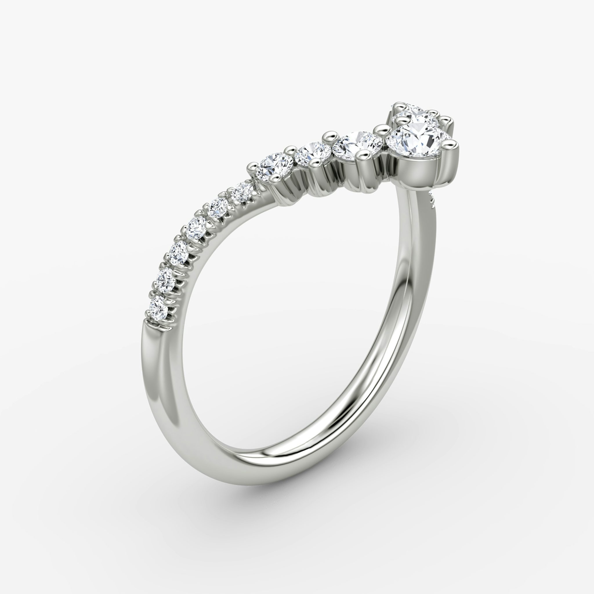 The Dew Drop Crown Band | Round Brilliant | 18k | White Gold | bandAccent: Pavé
