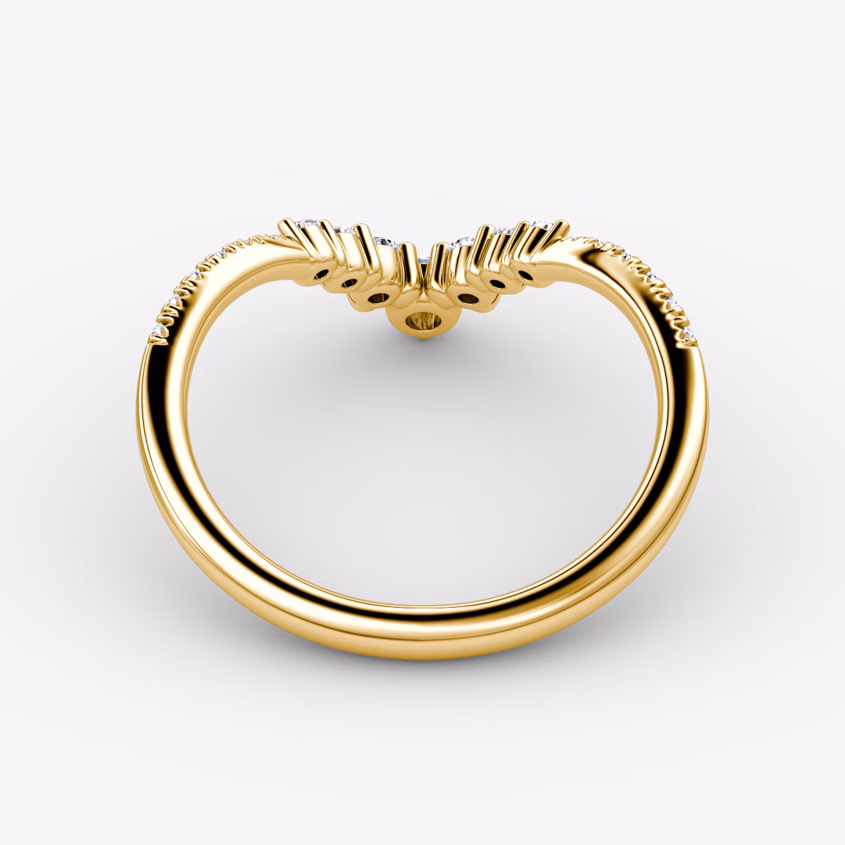 The Dew Drop Crown Band | Round Brilliant | 18k | Yellow Gold | bandAccent: Pavé
