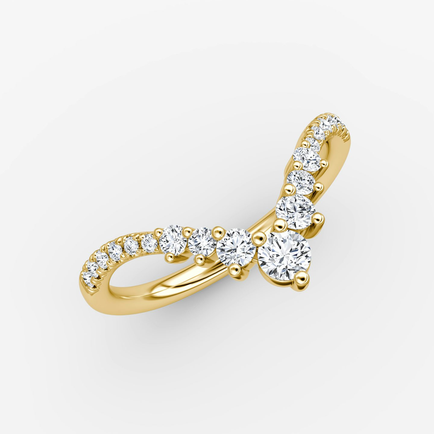The Dew Drop Crown Band | Round Brilliant | 18k | Yellow Gold | bandAccent: Pavé