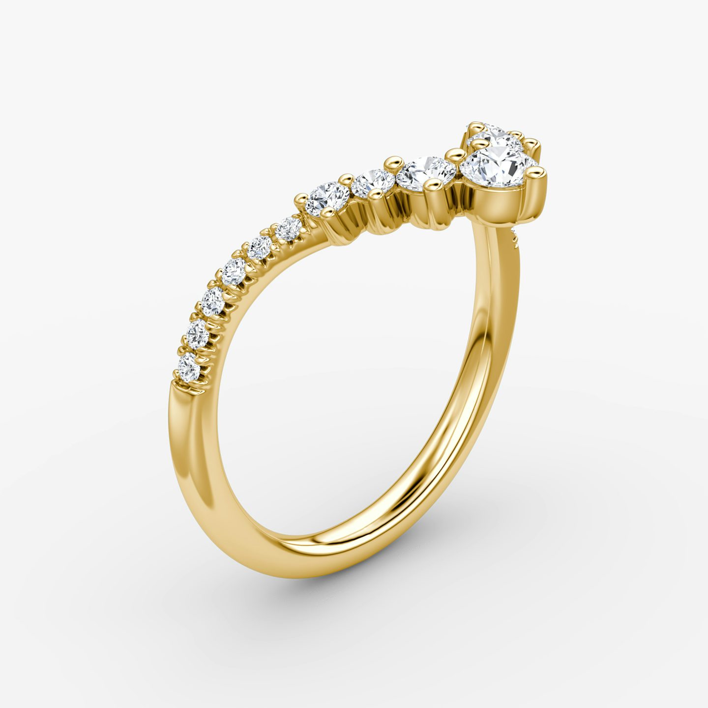 The Dew Drop Crown Band | Round Brilliant | 18k | Yellow Gold | bandAccent: Pavé
