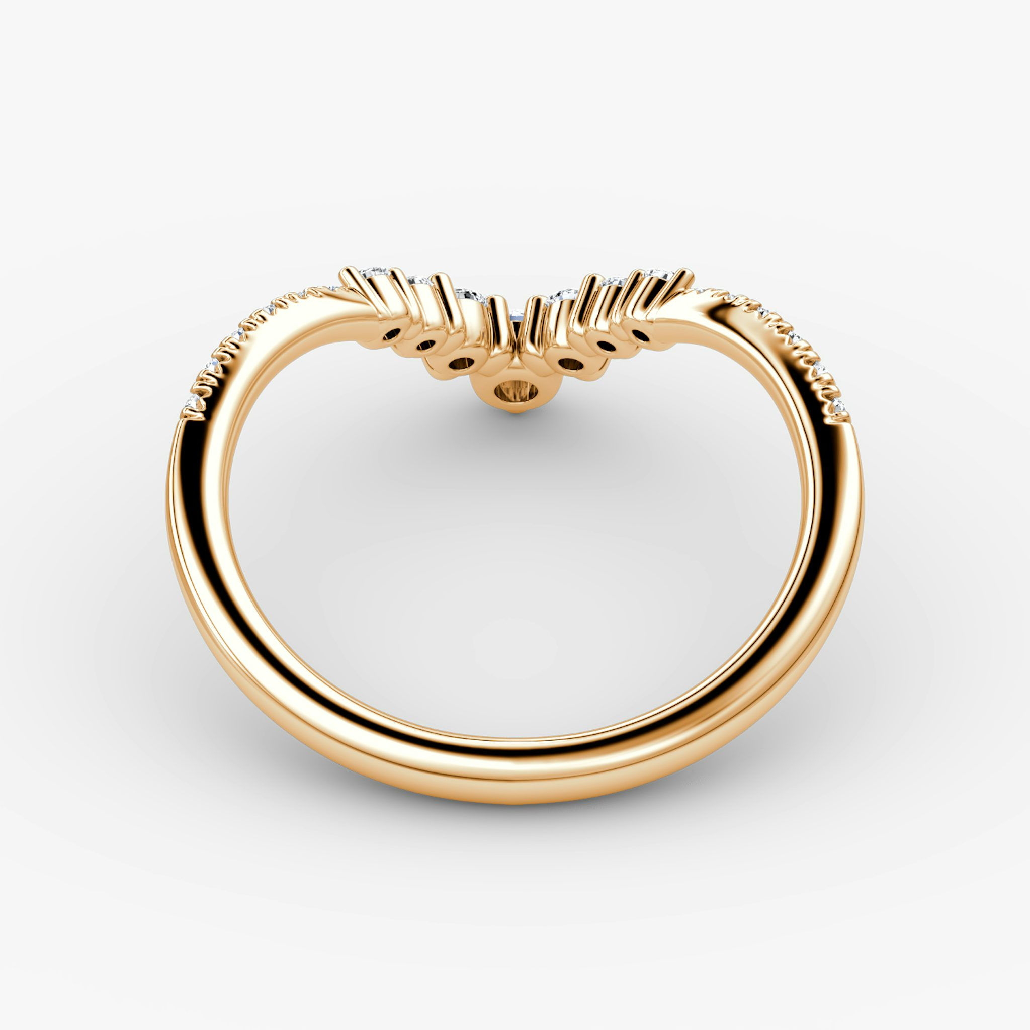 The Dew Drop Crown Band | Round Brilliant | 14k | Rose Gold | bandAccent: Pavé