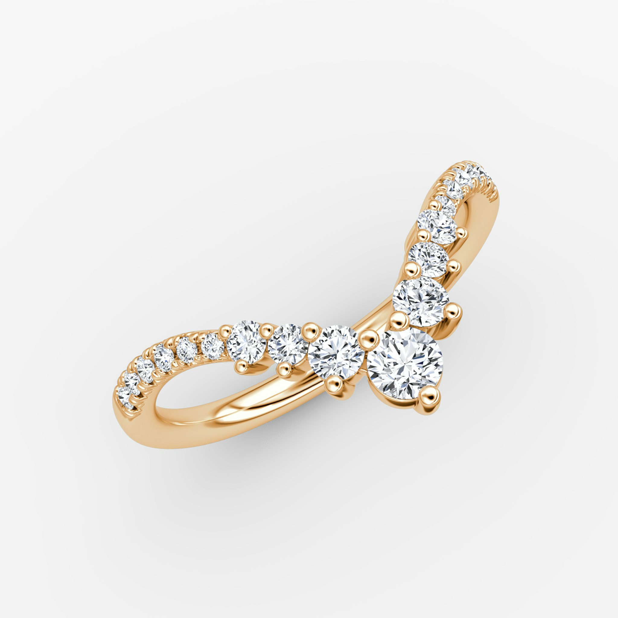 The Dew Drop Crown Band | Round Brilliant | 14k | Rose Gold | bandAccent: Pavé