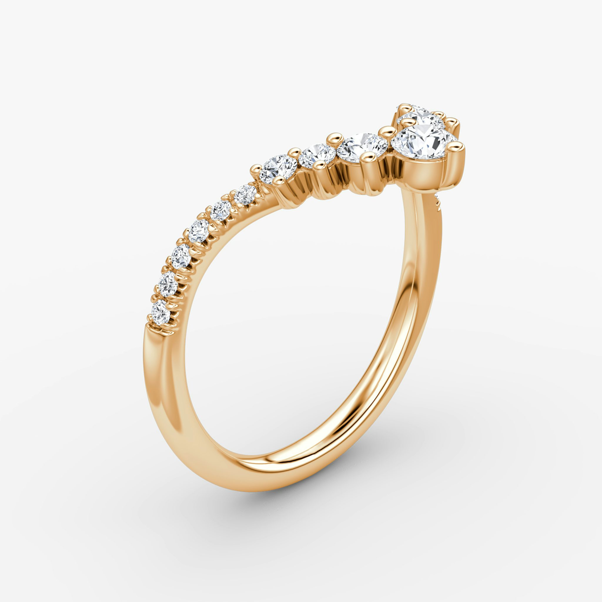 The Dew Drop Crown Band | Round Brilliant | 14k | Rose Gold | bandAccent: Pavé