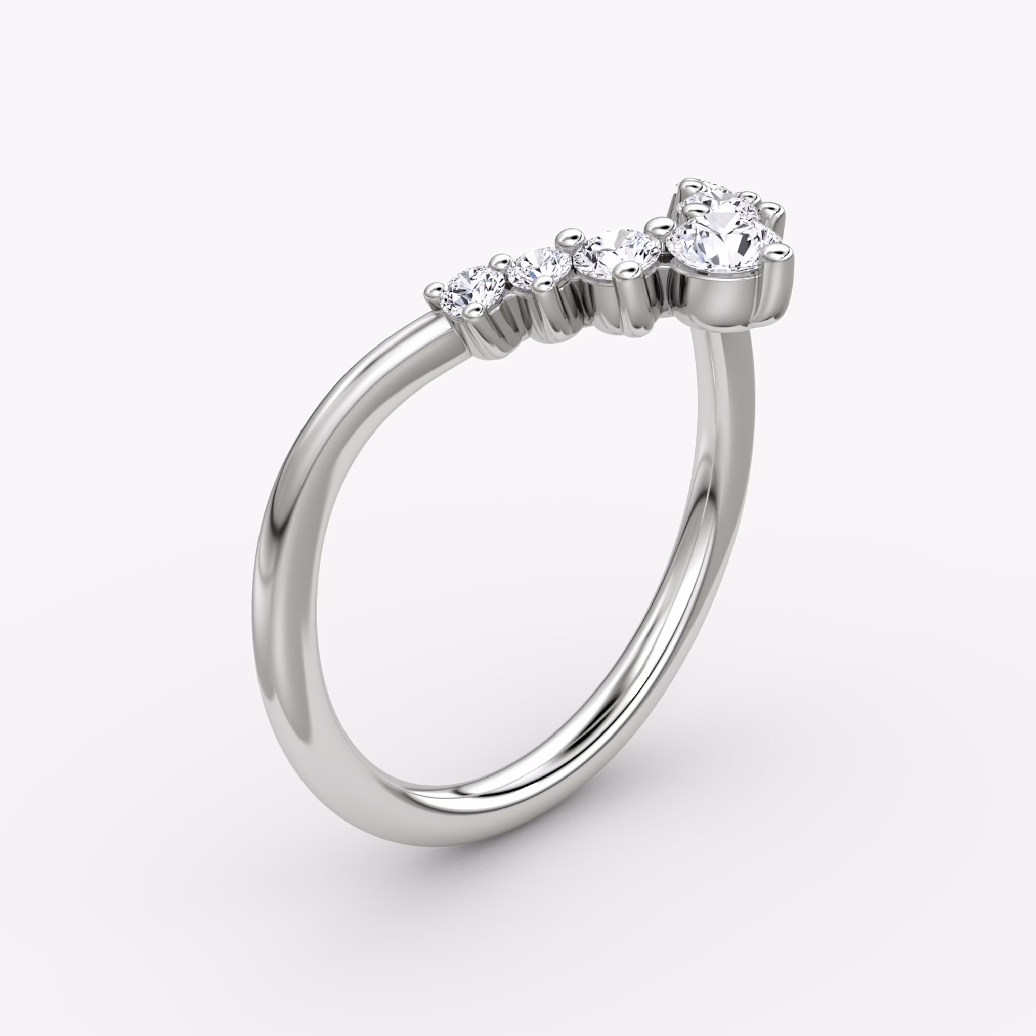 The Dew Drop Crown Band | Round Brilliant | 18k | White Gold | bandAccent: Plain