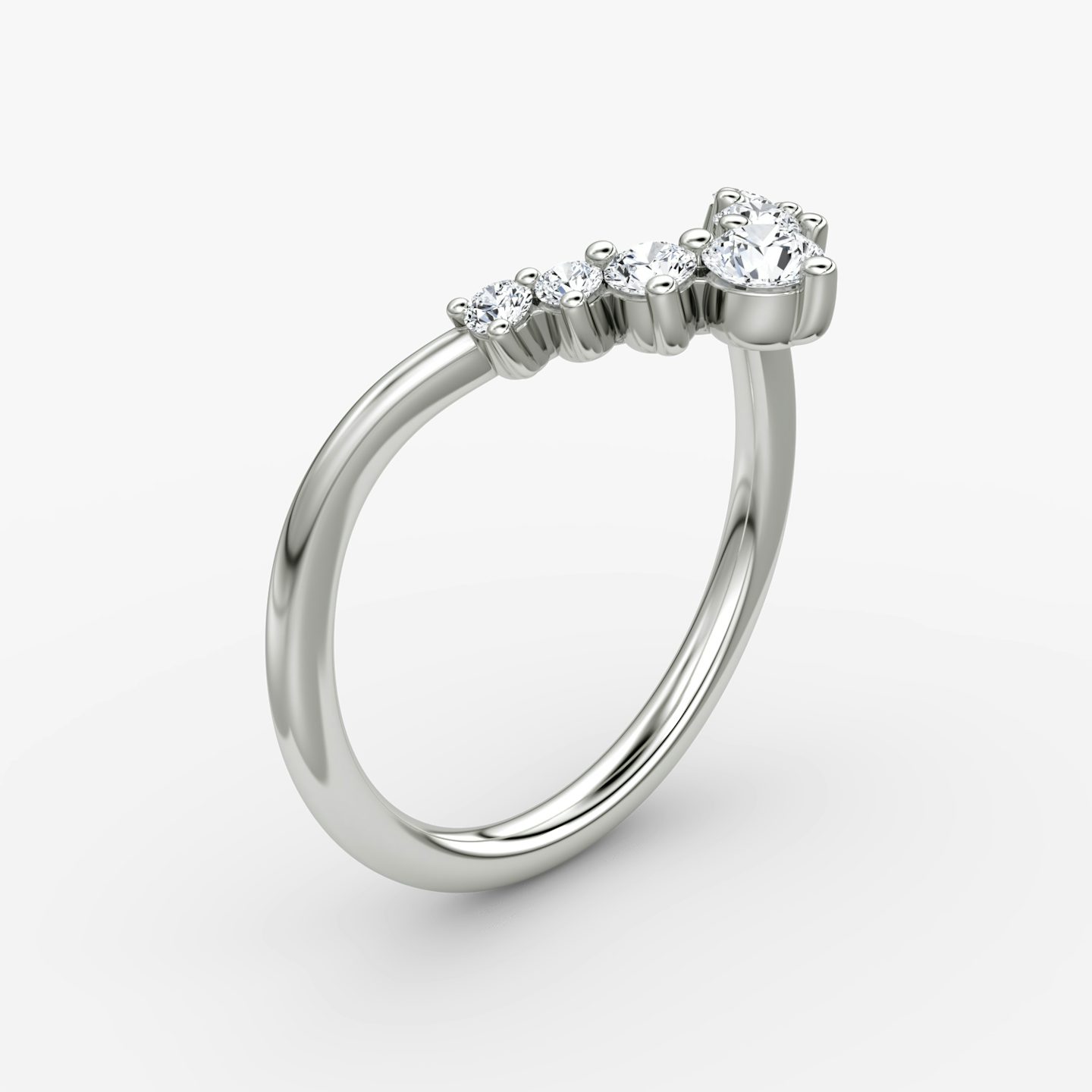 The Dew Drop Crown Band | Round Brilliant | 18k | White Gold | bandAccent: Plain