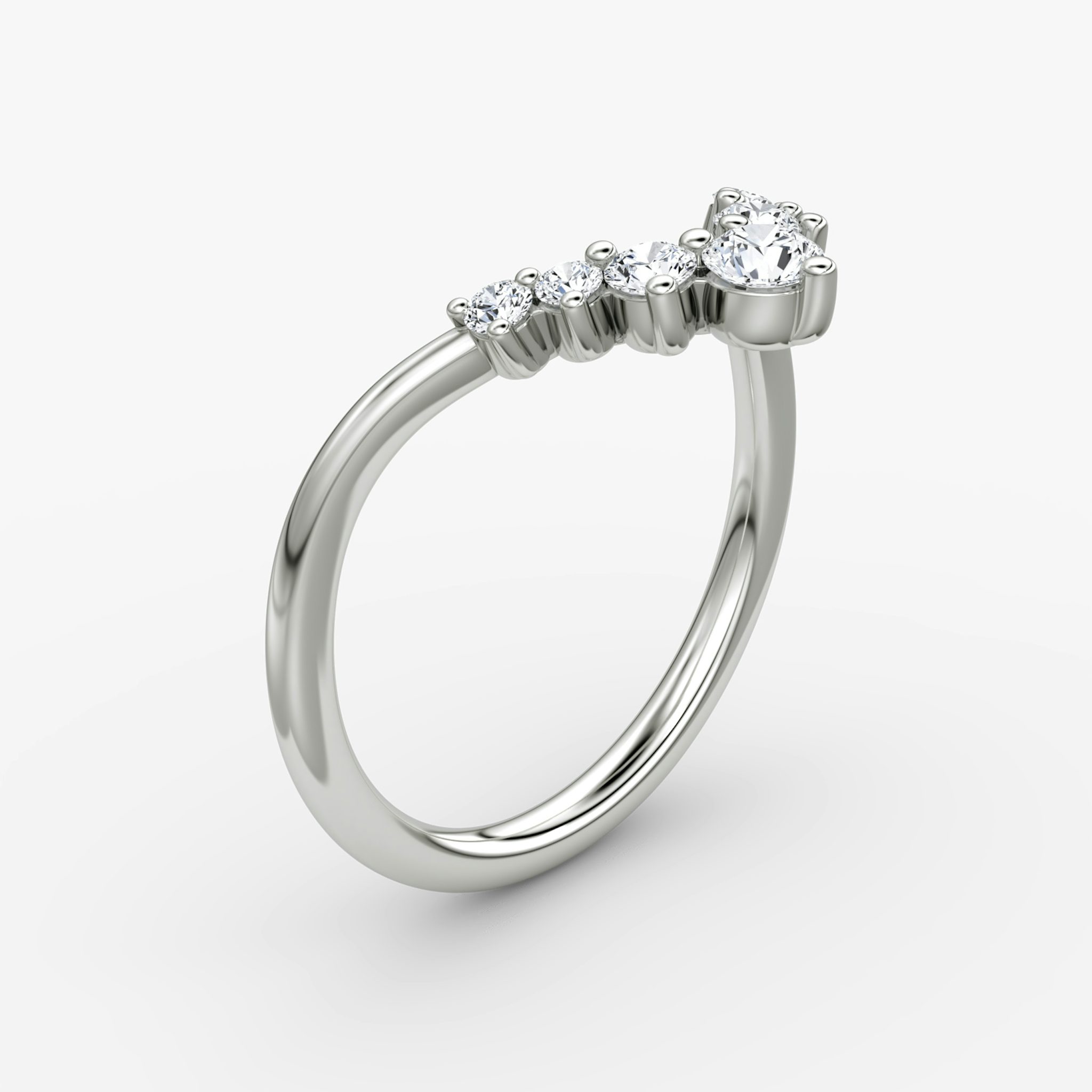 The Dew Drop Crown Band | Round Brilliant | 18k | White Gold | bandAccent: Plain
