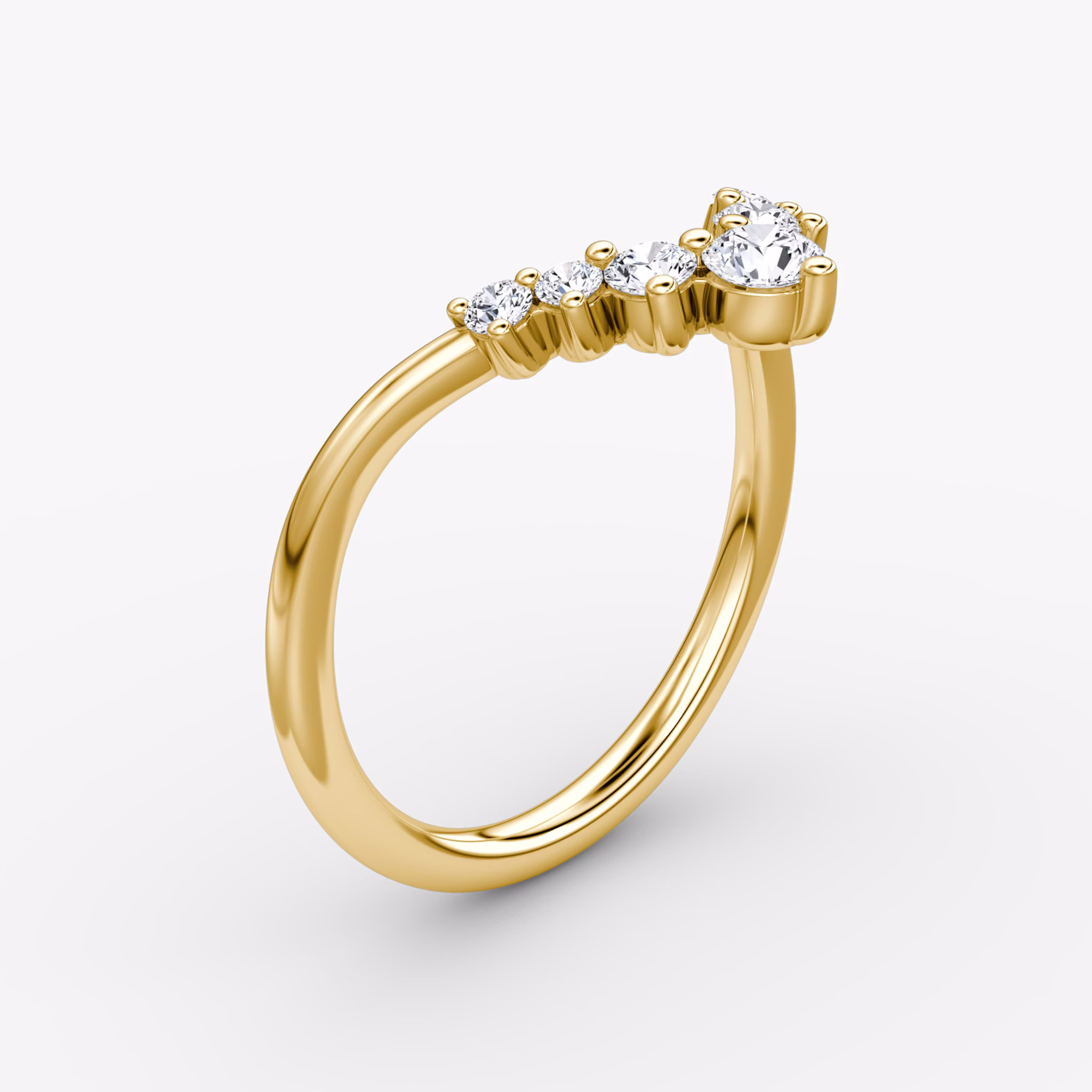 The Dew Drop Crown Band | Round Brilliant | 18k | Yellow Gold | bandAccent: Plain