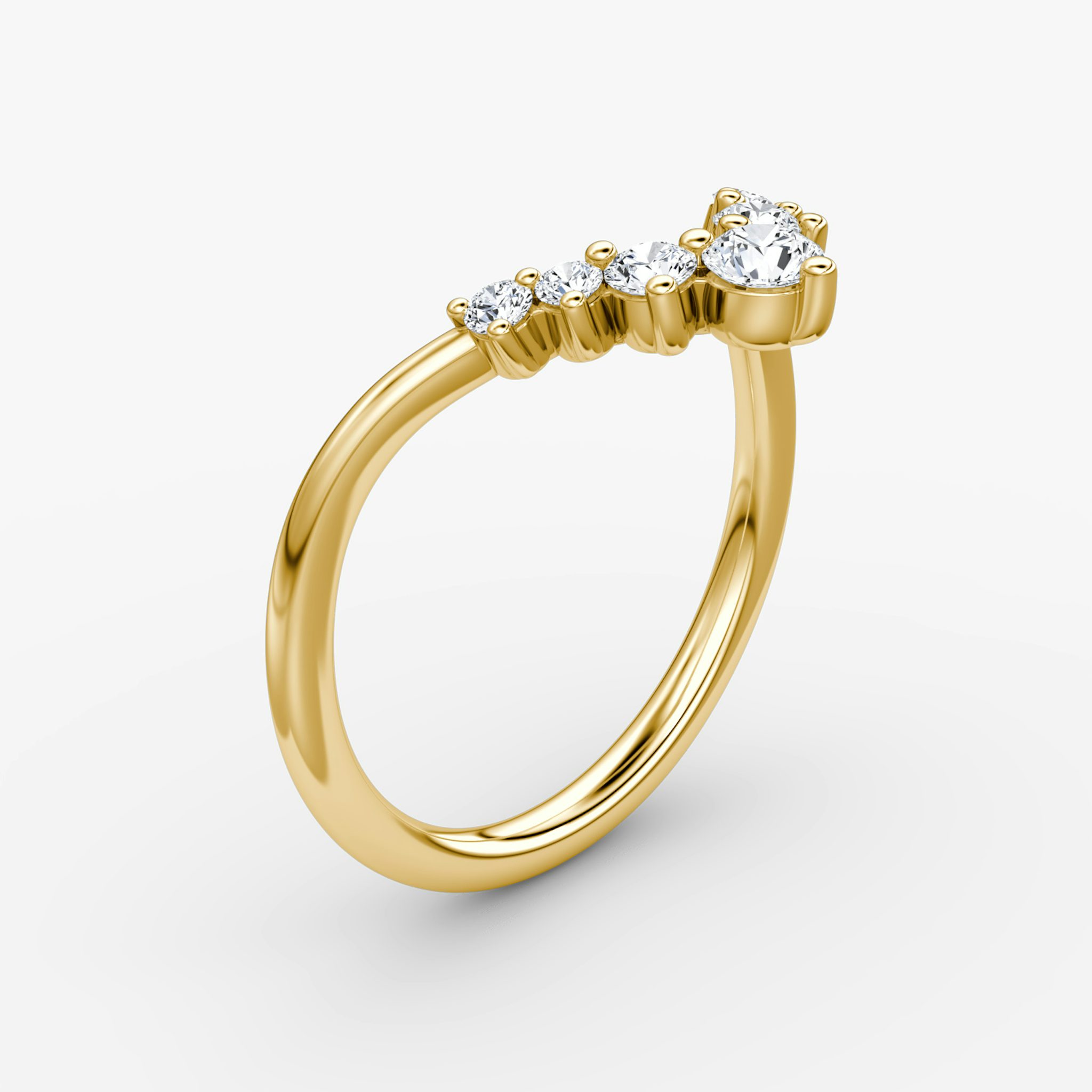 The Dew Drop Crown Band | Round Brilliant | 18k | Yellow Gold | bandAccent: Plain