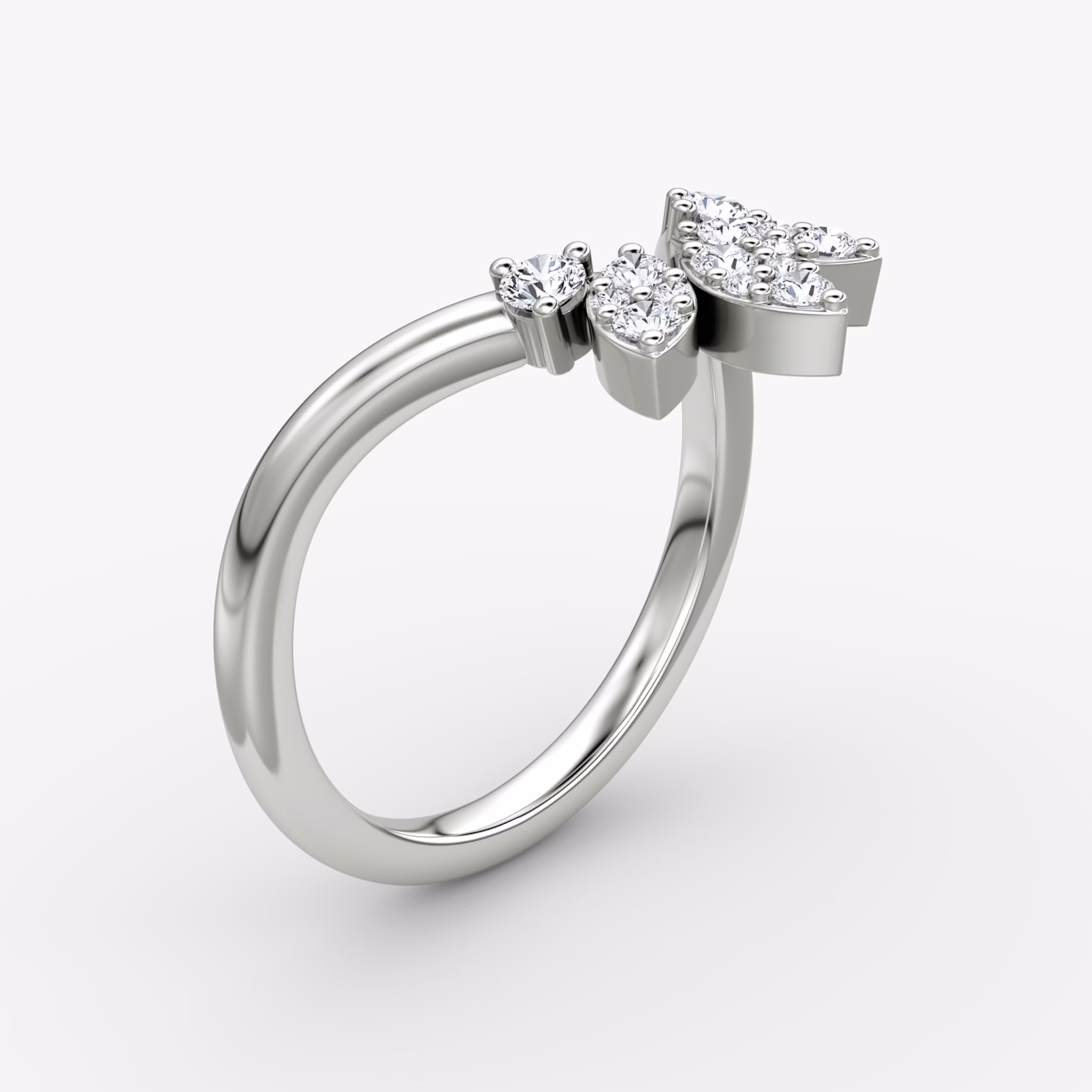 The Petal Crown Band | Round Brilliant | 18k | White Gold | bandAccent: Plain