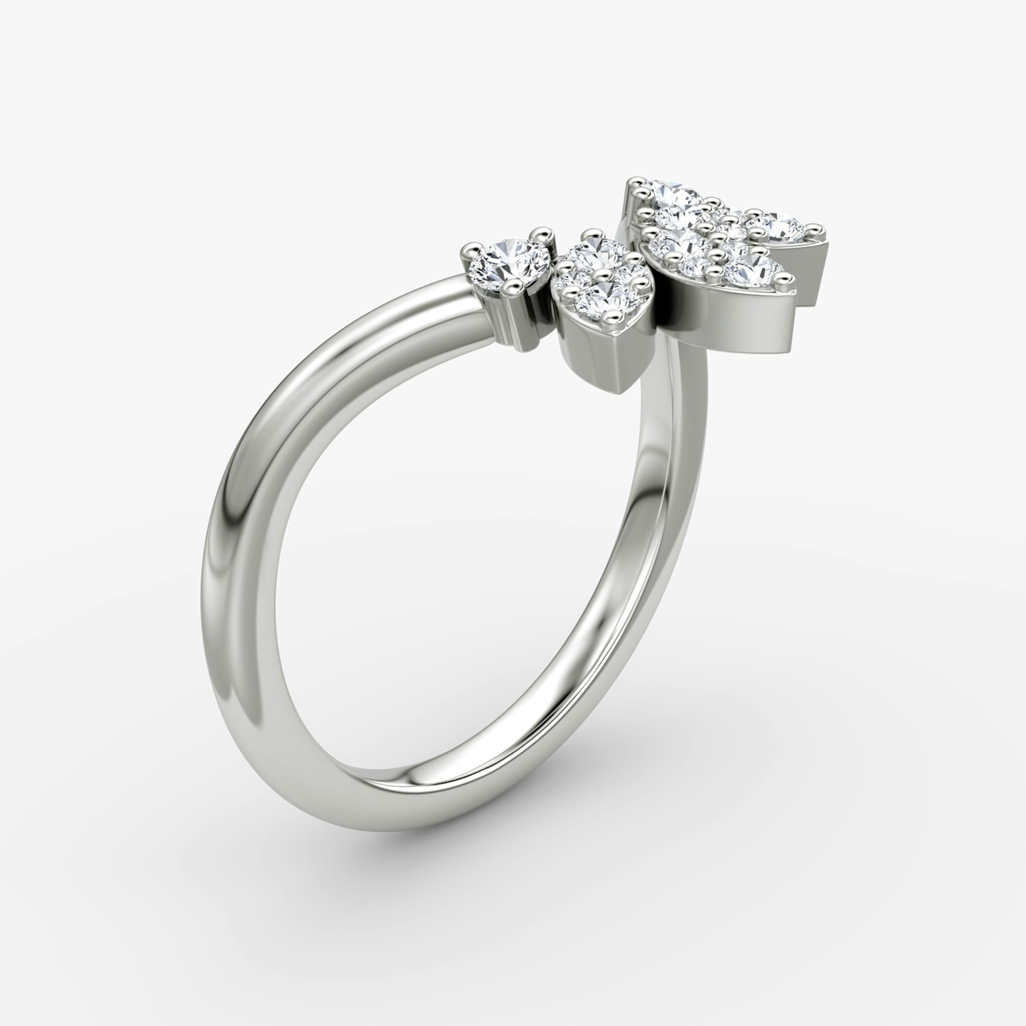The Petal Crown Band | Round Brilliant | 18k | White Gold | bandAccent: Plain