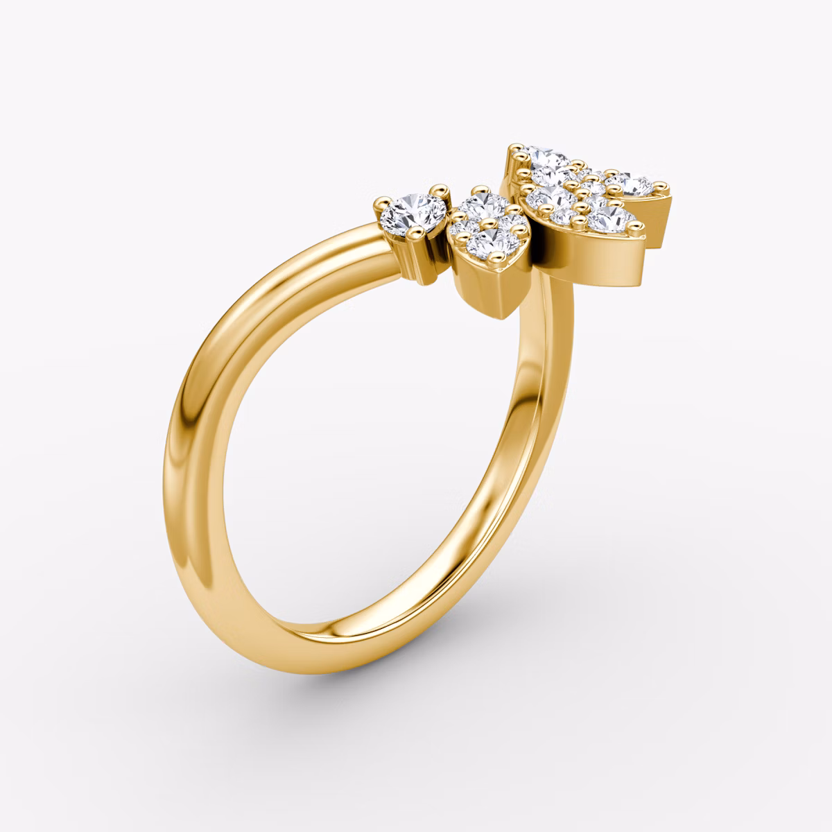 The Petal Crown Band | Round Brilliant | 18k | Yellow Gold | bandAccent: Plain