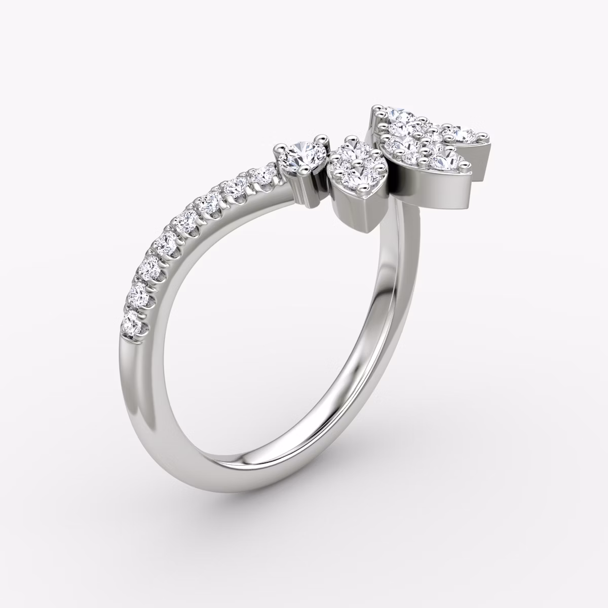 The Petal Crown Band | Round Brilliant | 18k | White Gold | bandAccent: Pavé