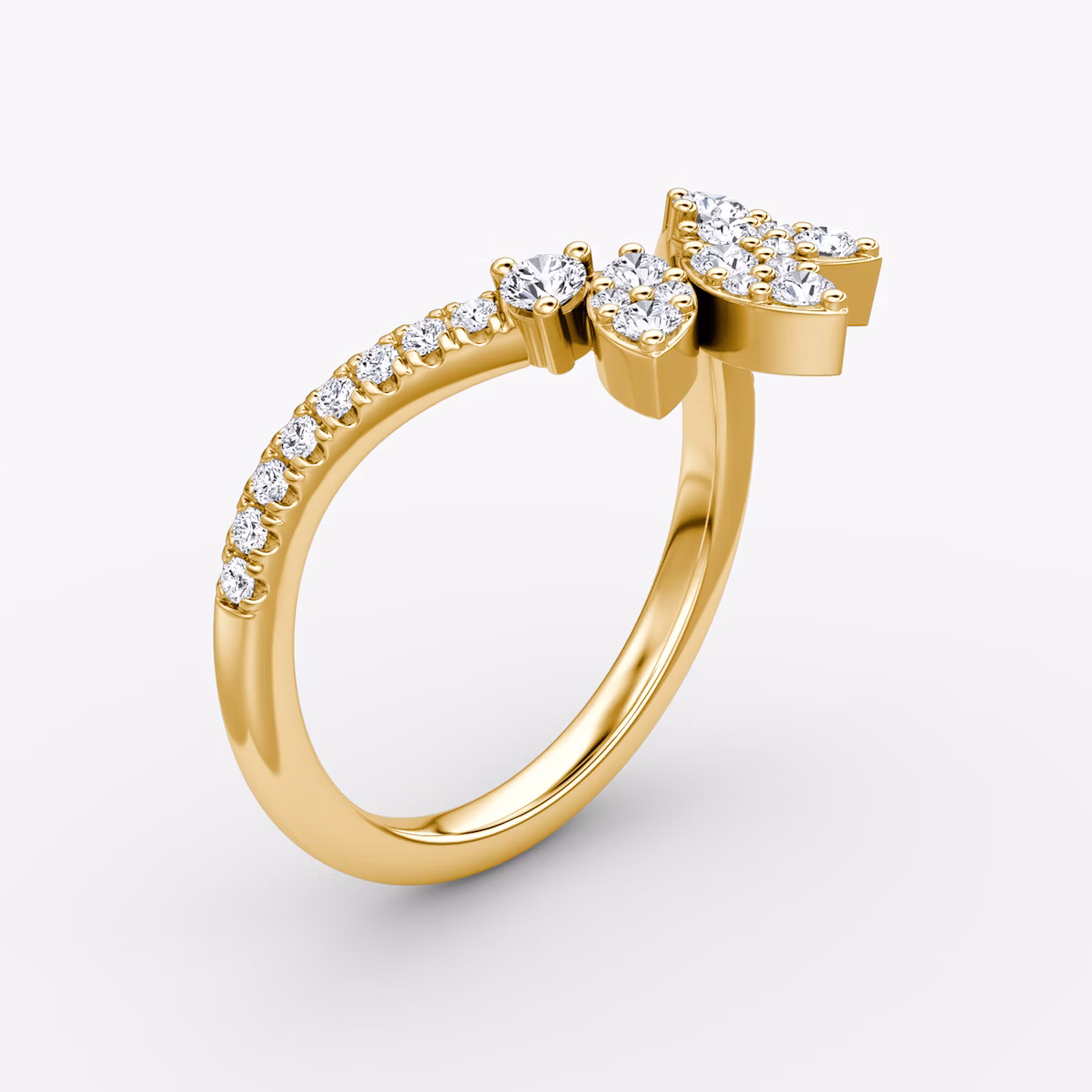 The Petal Crown Band | Round Brilliant | 18k | Yellow Gold | bandAccent: Pavé