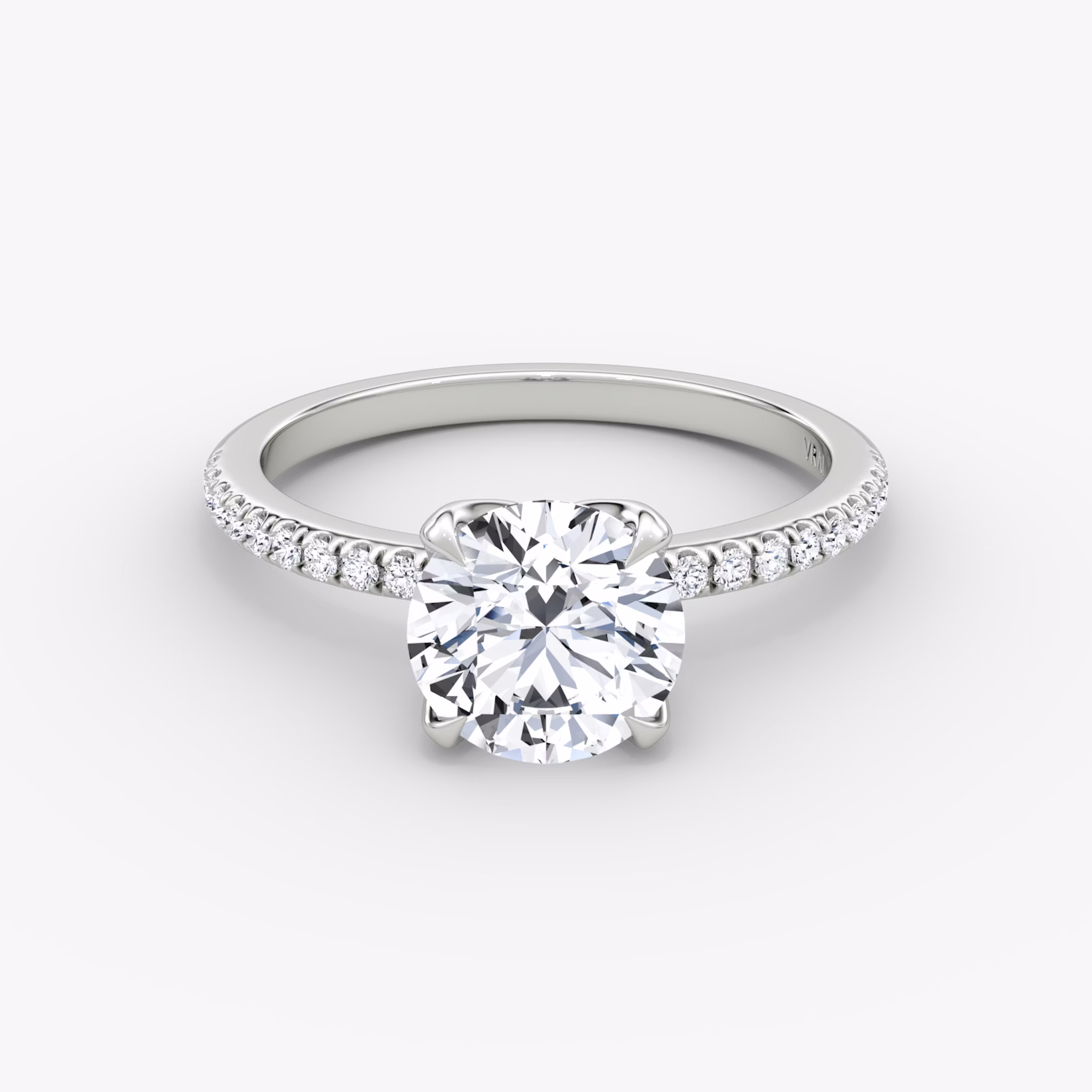 The Classic Petal | Round Brilliant | 18k | White Gold | bandAccent: Pavé | caratWeight: other | diamondOrientation: vertical