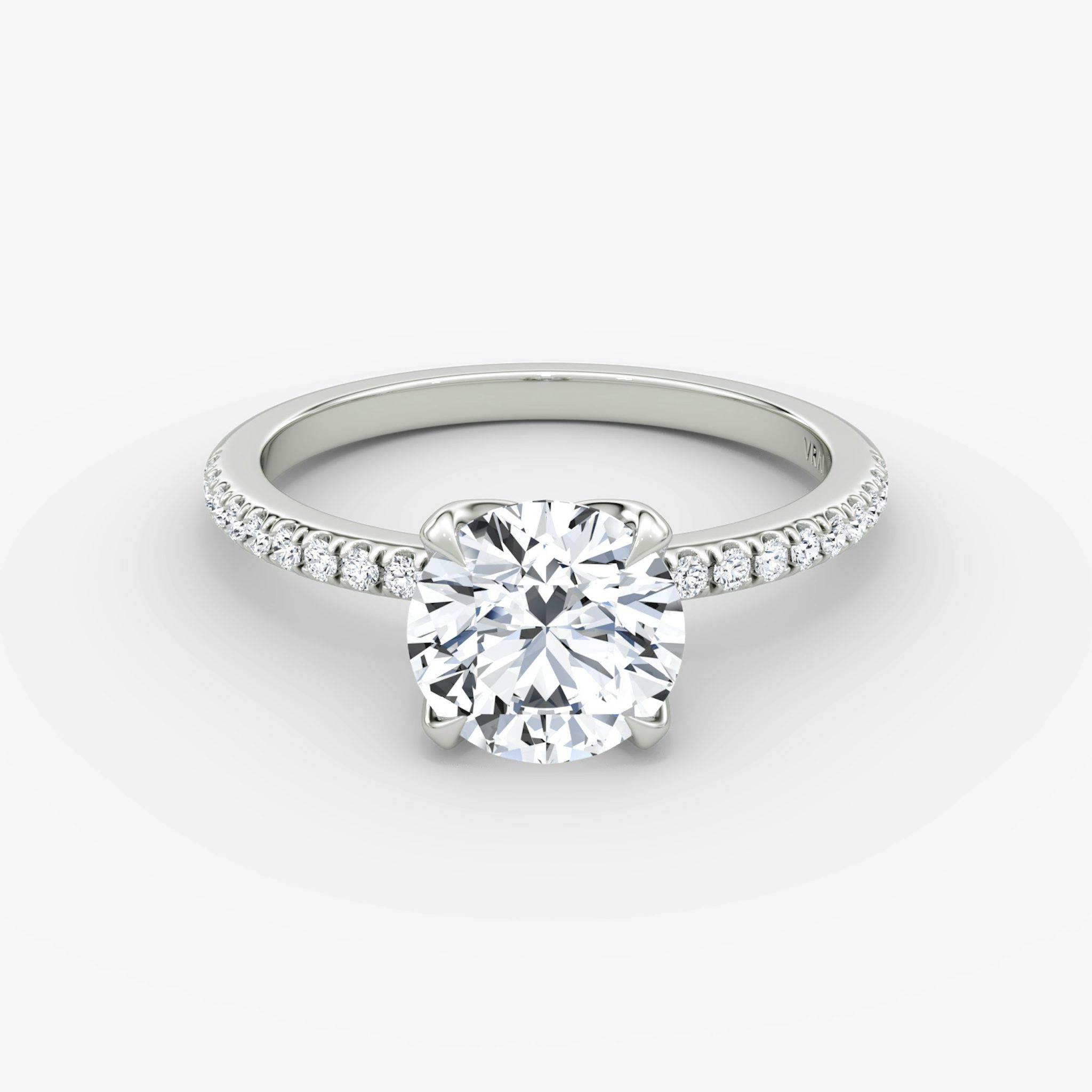The Classic Petal | Round Brilliant | 18k | White Gold | bandAccent: Pavé | caratWeight: other | diamondOrientation: vertical