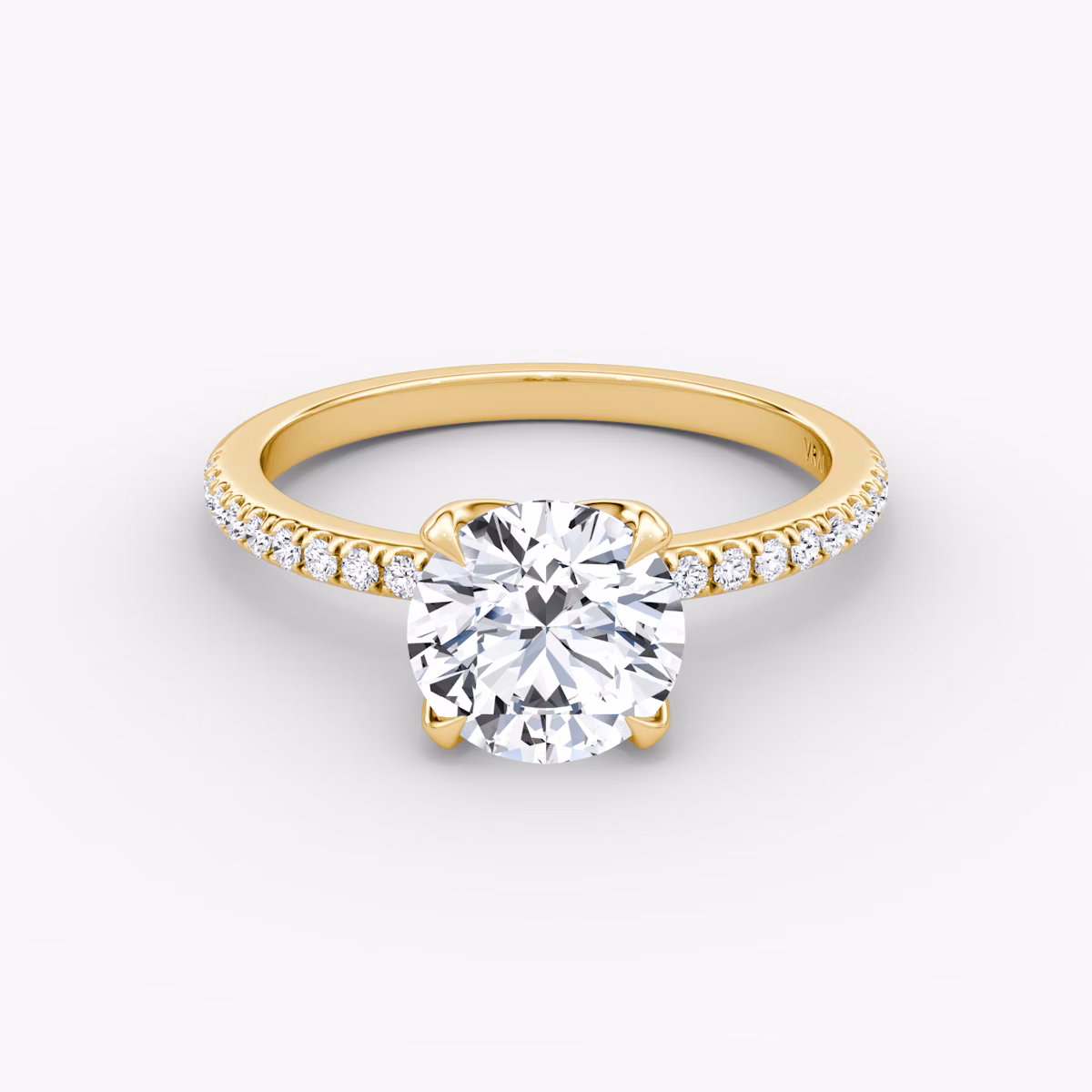 The Classic Petal | Round Brilliant | 18k | Yellow Gold | bandAccent: Pavé | caratWeight: 1.5ct | diamondOrientation: vertical