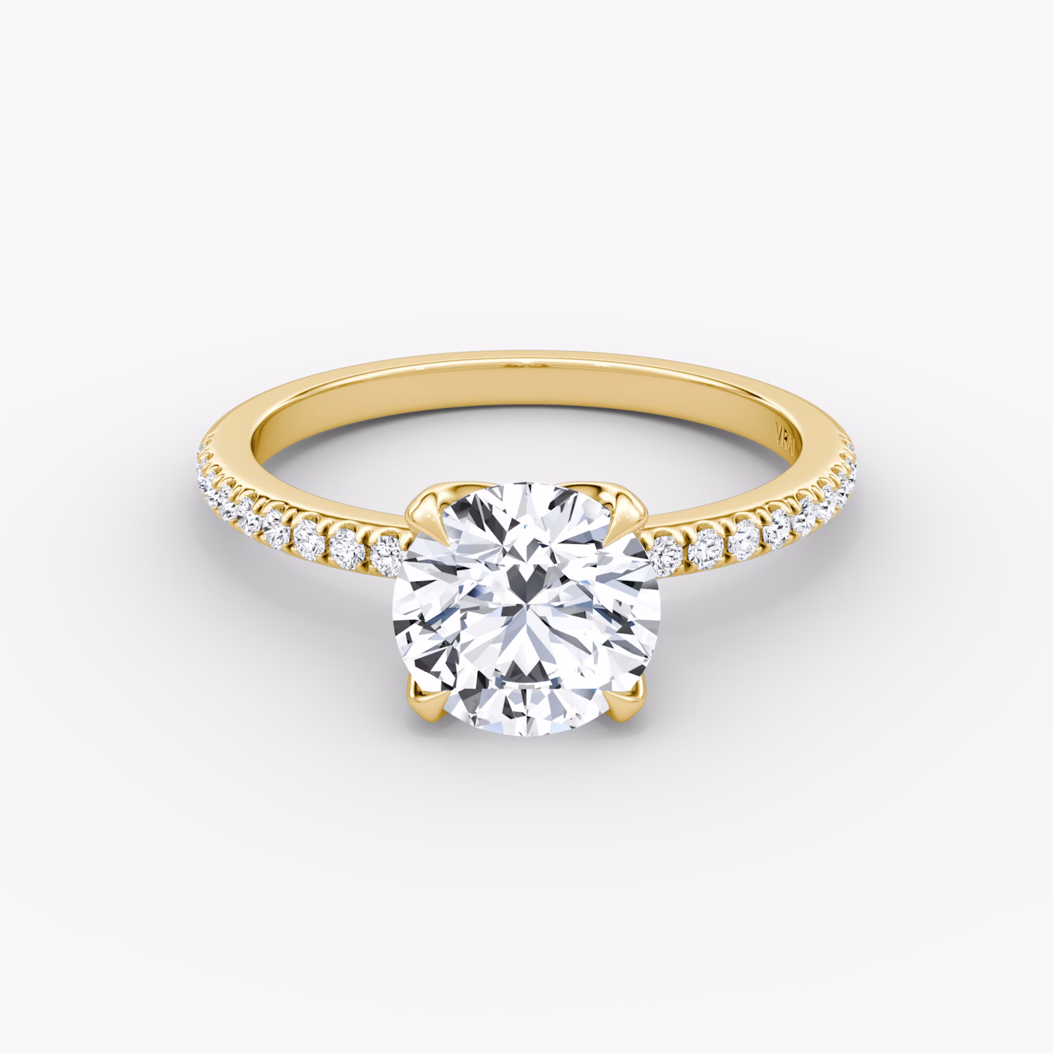 The Classic Petal | Round Brilliant | 18k | Yellow Gold | bandAccent: Pavé | caratWeight: other | diamondOrientation: vertical
