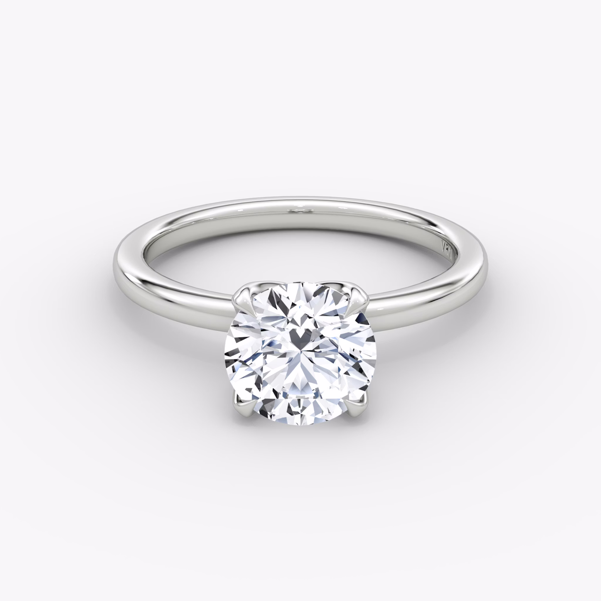 The Classic Petal | Round Brilliant | Platinum | bandAccent: Plain | caratWeight: other | diamondOrientation: vertical