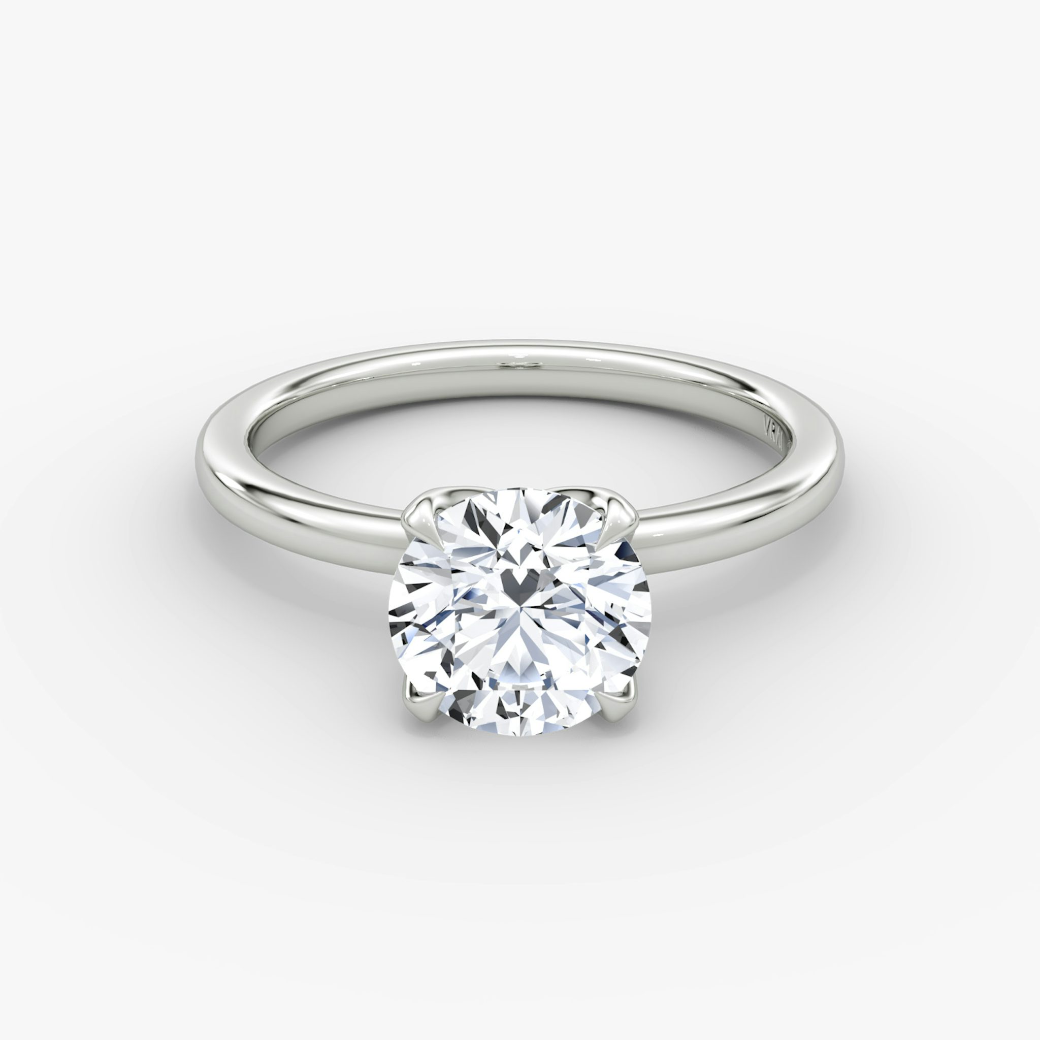 The Classic Petal | Round Brilliant | Platinum | bandAccent: Plain | caratWeight: other | diamondOrientation: vertical