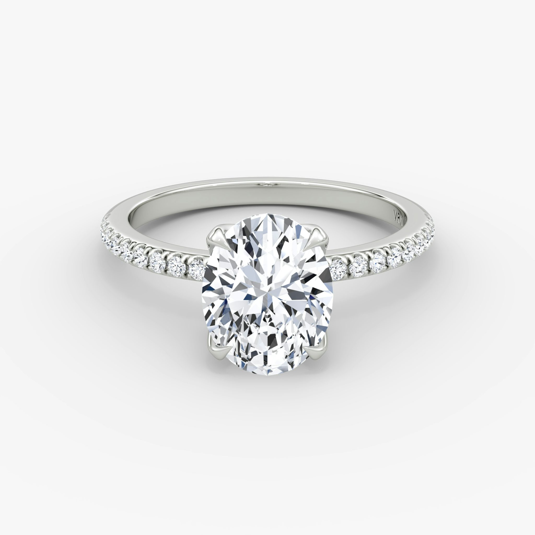The Classic Petal | Oval | 18k | White Gold | bandAccent: Pavé | diamondOrientation: vertical | caratWeight: other