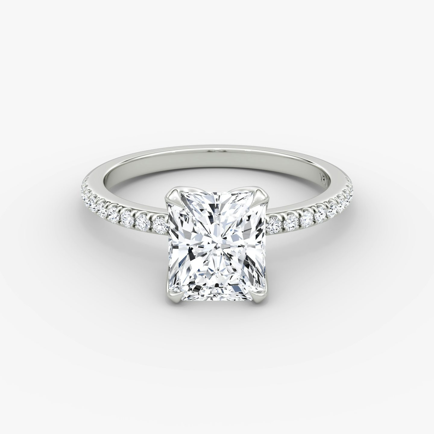 The Classic Petal | Radiant | 18k | White Gold | bandAccent: Pavé | diamondOrientation: vertical | caratWeight: other