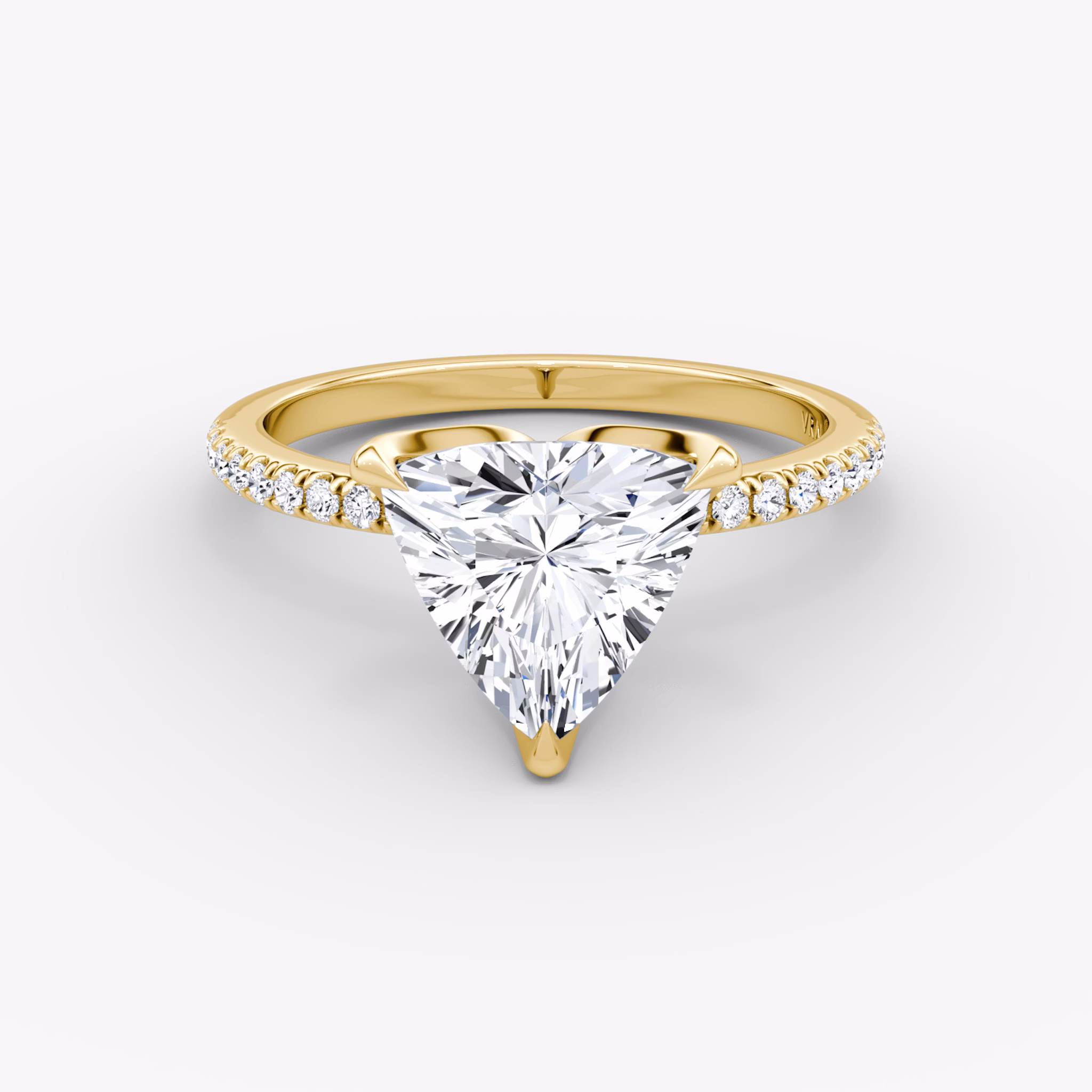 The Classic Petal | Trillion | 18k | Yellow Gold | bandAccent: Pavé | diamondOrientation: vertical | caratWeight: other