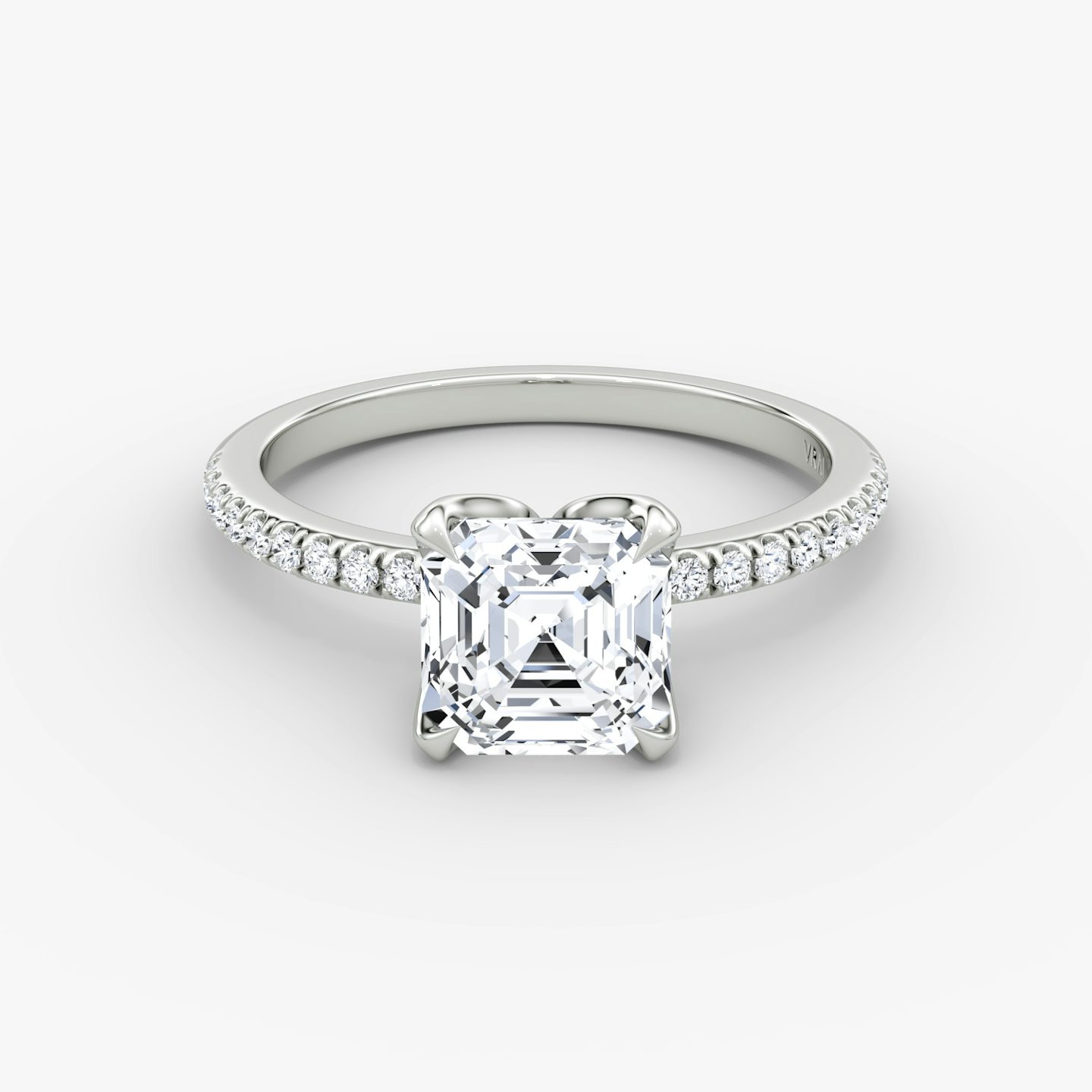 The Classic Petal | Asscher | 18k | White Gold | bandAccent: Pavé | diamondOrientation: vertical | caratWeight: other