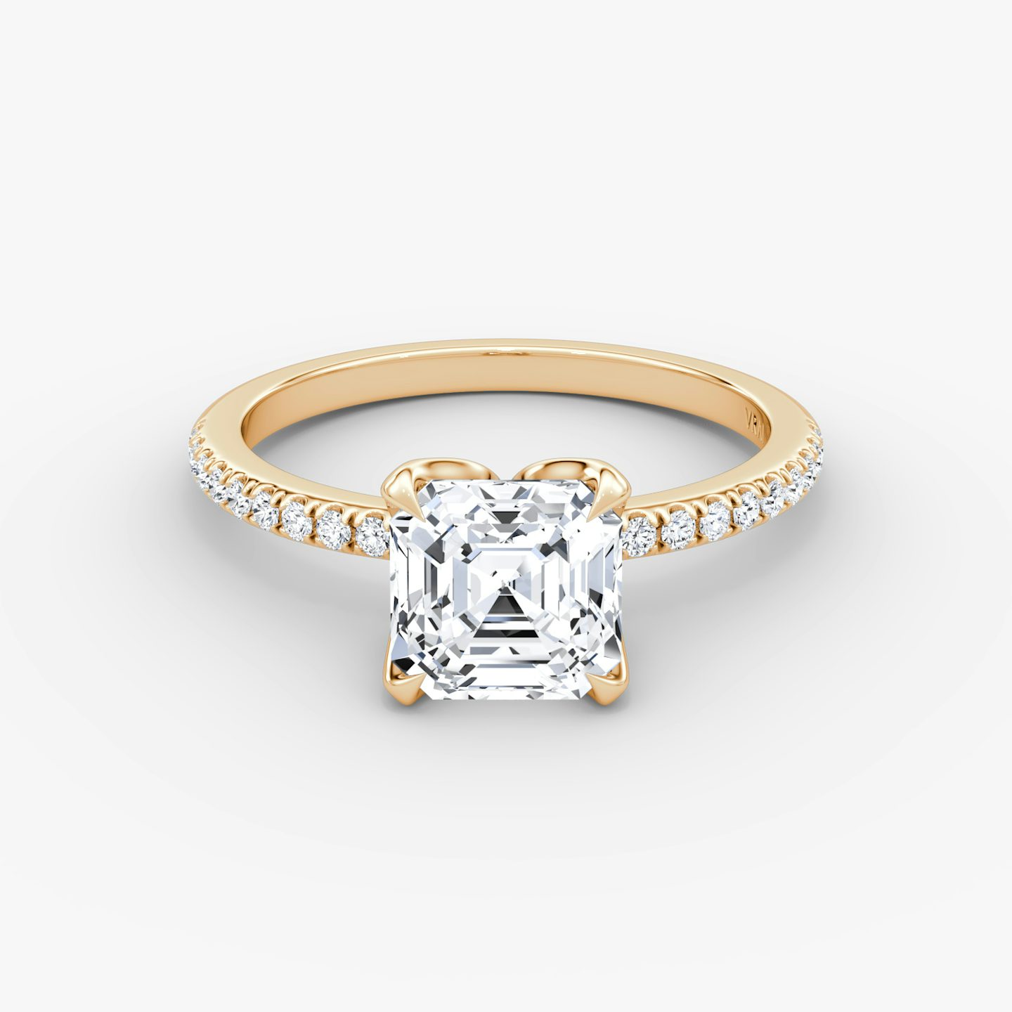 The Classic Petal | Asscher | 14k | Rose Gold | bandAccent: Pavé | diamondOrientation: vertical | caratWeight: other