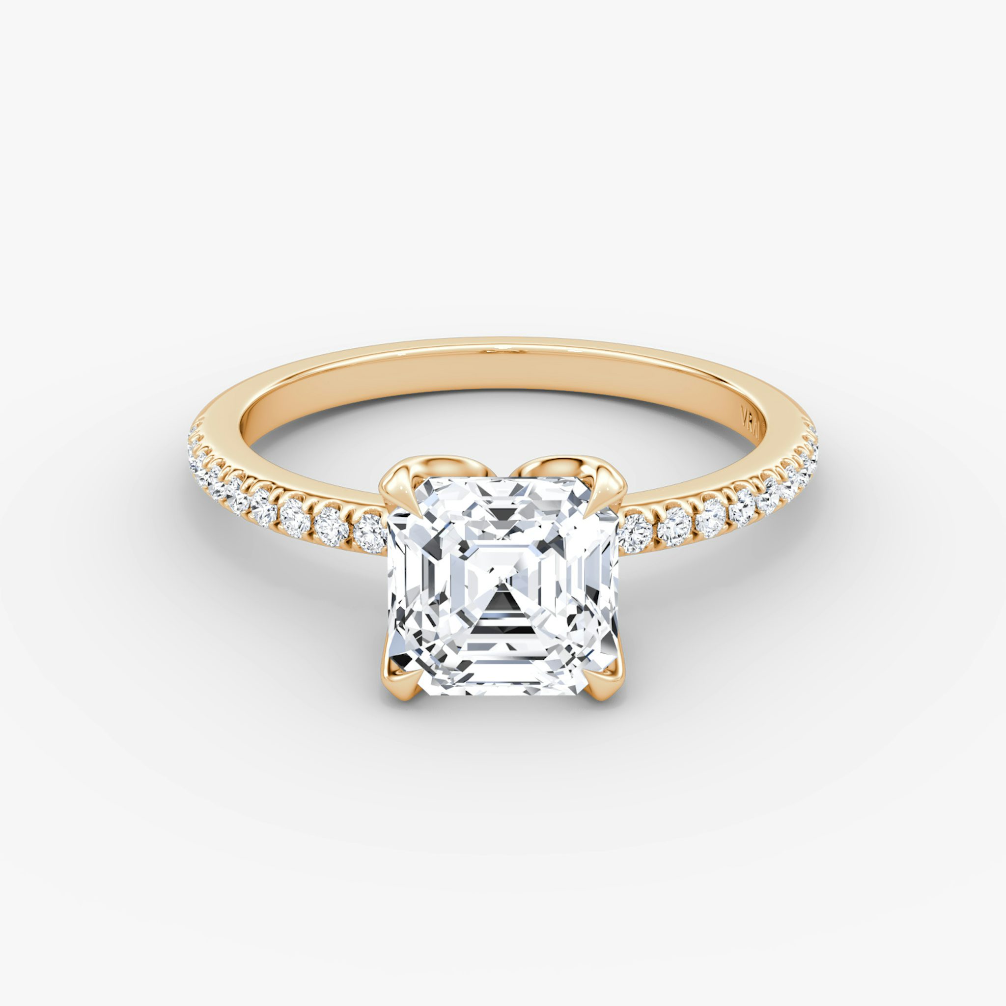 The Classic Petal | Asscher | 14k | Rose Gold | bandAccent: Pavé | diamondOrientation: vertical | caratWeight: other