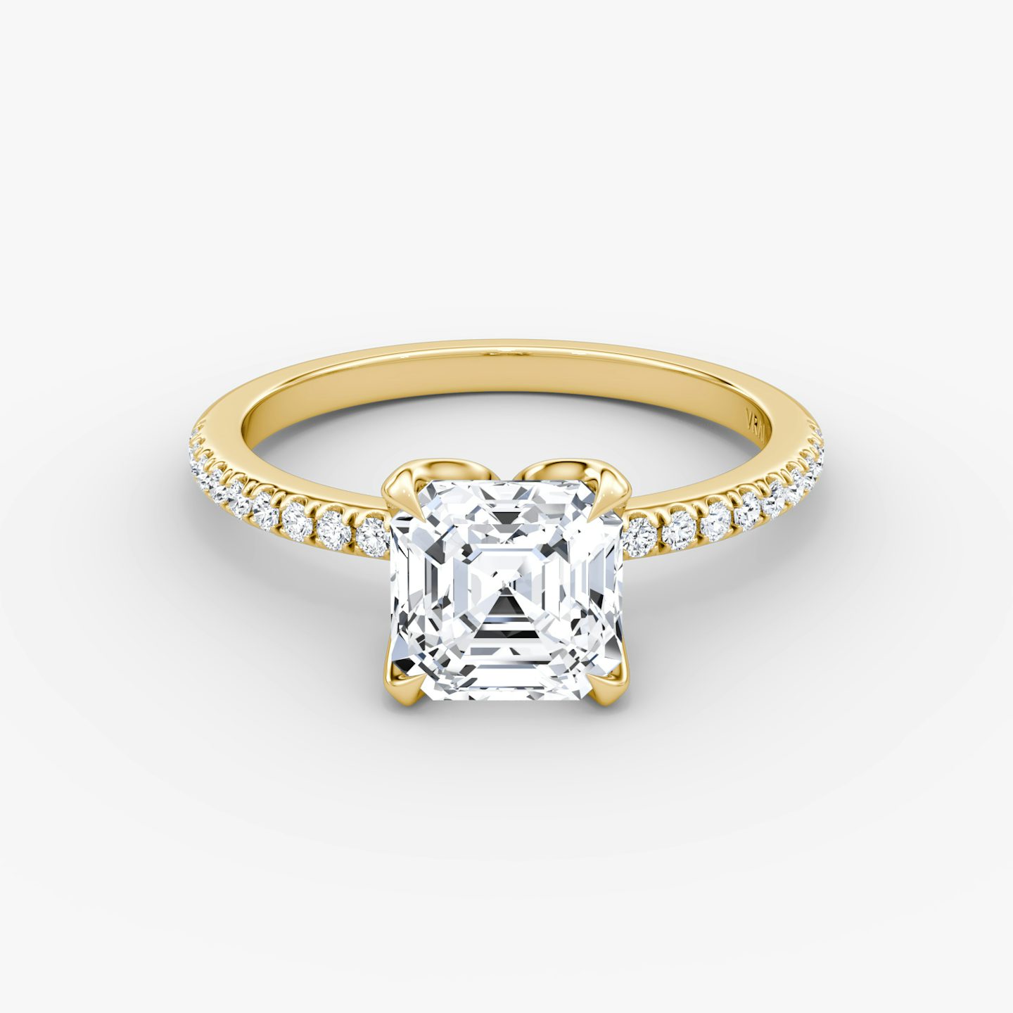 The Classic Petal | Asscher | 18k | Yellow Gold | bandAccent: Pavé | diamondOrientation: vertical | caratWeight: other