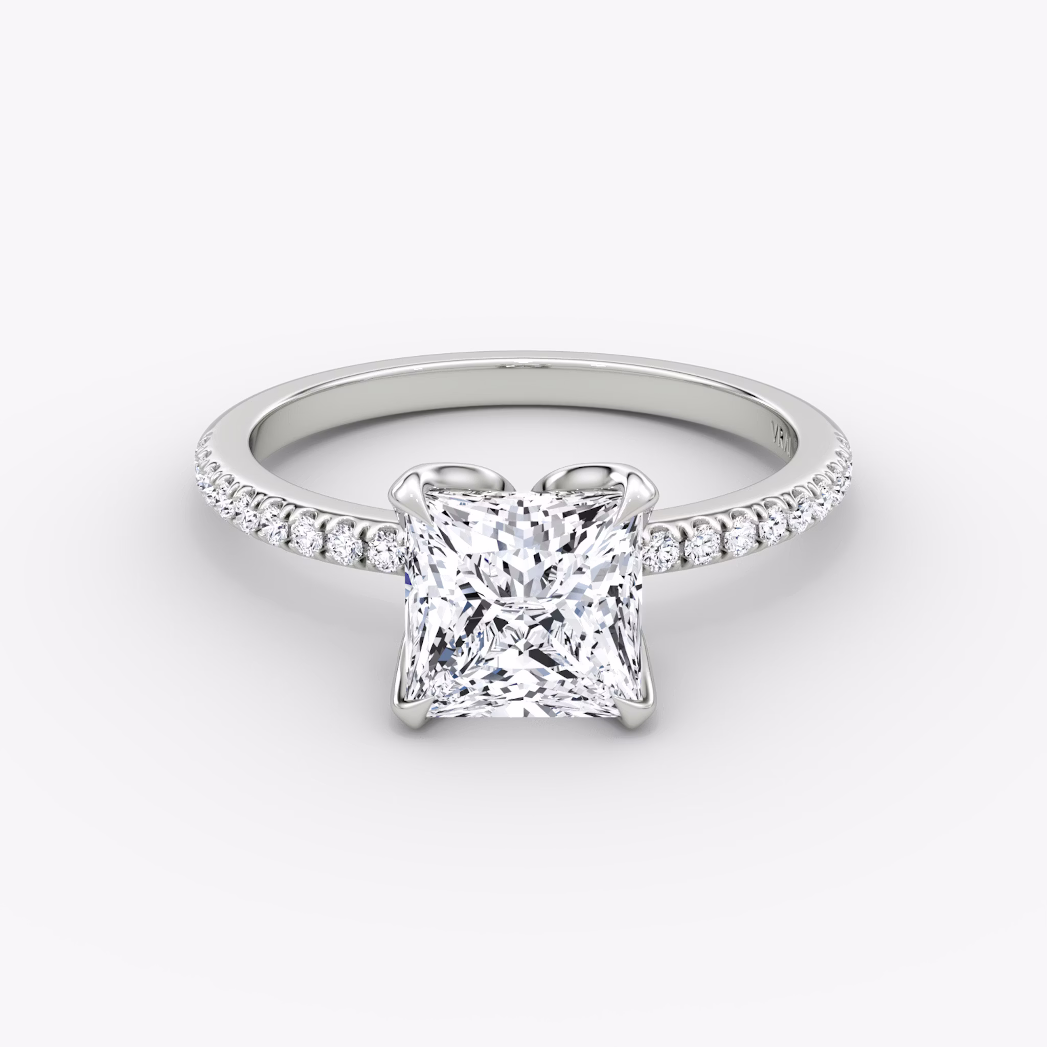The Classic Petal | Princess | Platinum | bandAccent: Pavé | diamondOrientation: vertical | caratWeight: other