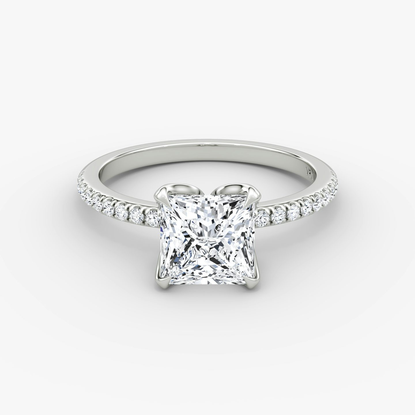 The Classic Petal | Princess | 18k | White Gold | bandAccent: Pavé | diamondOrientation: vertical | caratWeight: other