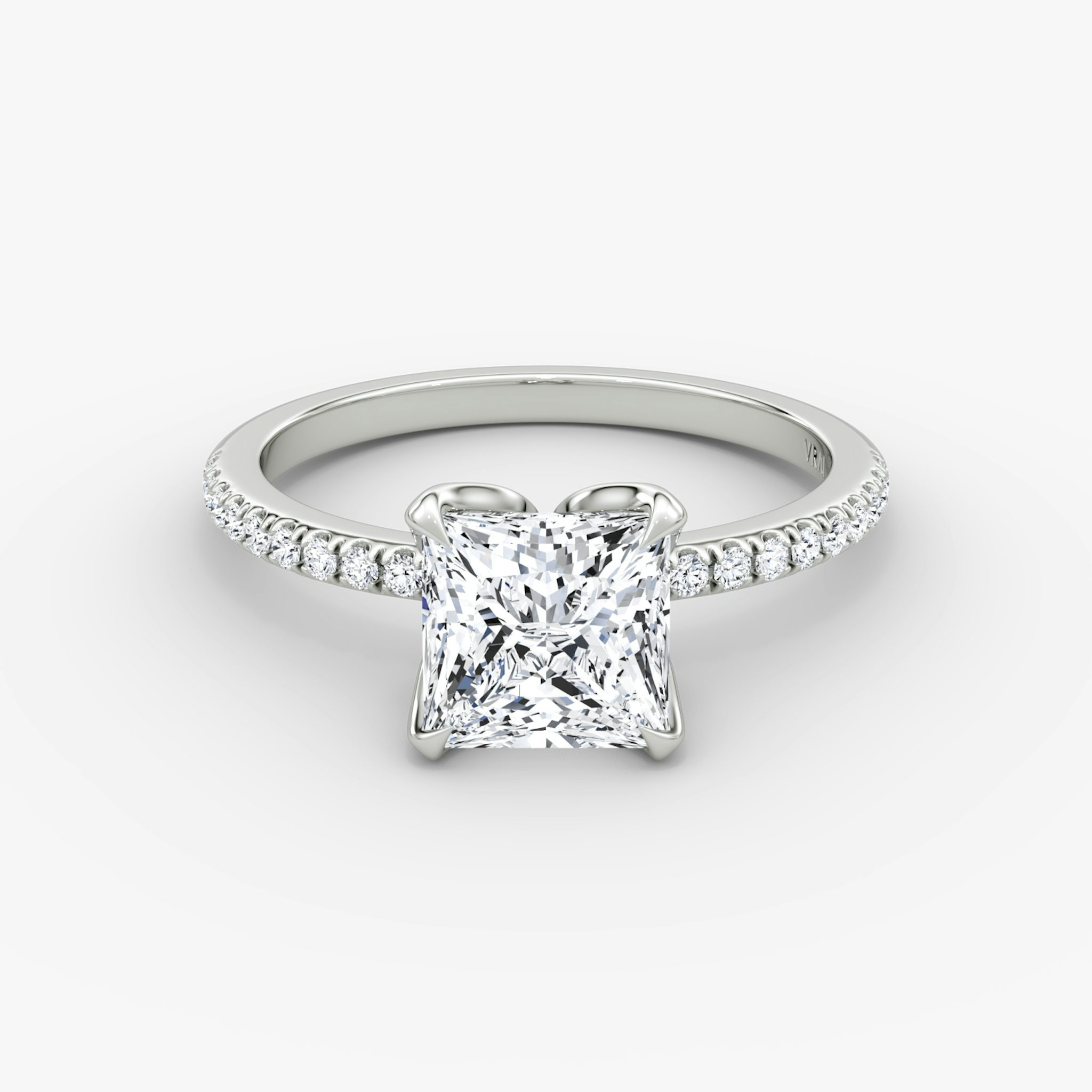 The Classic Petal | Princess | Platinum | bandAccent: Pavé | diamondOrientation: vertical | caratWeight: other
