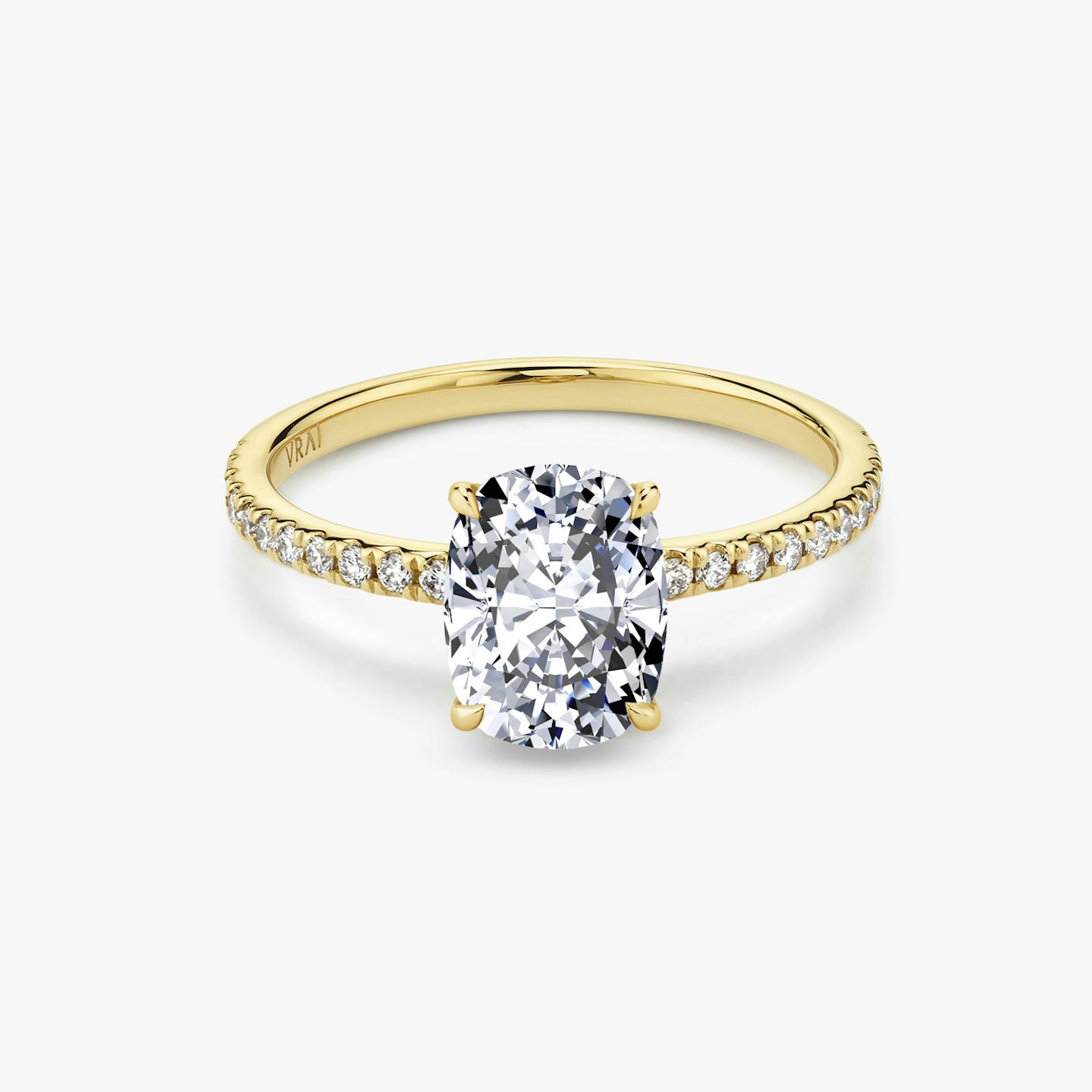 The Signature | Elongated Cushion | 18k | Yellow Gold | bandAccent: Pavé | bandWidth: standard | excludeFromFeed: null | hiddenHalo: no | diamondOrientation: vertical | caratWeight: other
